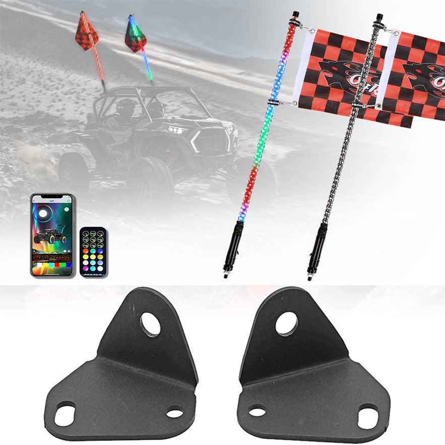 Best RGB LED Whip Lights & Flagpole Light Brackets Combo for Can Am Maverick X3 (2017-2021) - 3FT/4FT Off-Road Lighting Kit for Night Rides & Trail Adventures