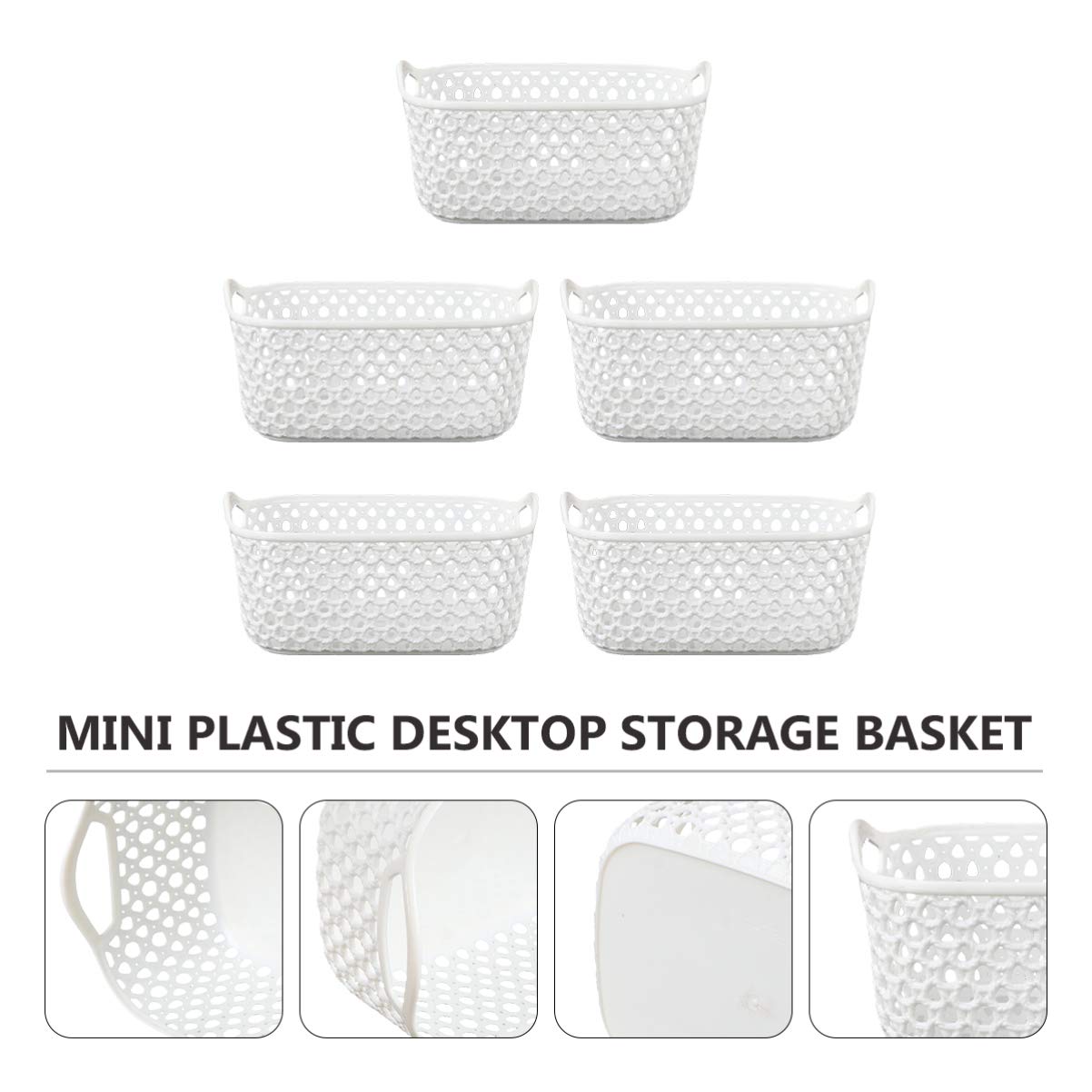 5-Piece Plastic Storage Baskets Set - Desktop & Home Organization for Kitchen, Bathroom, Clothes | Space-Saving Multipurpose Storage Containers for Office, Bedroom, and Dorm Room Organization