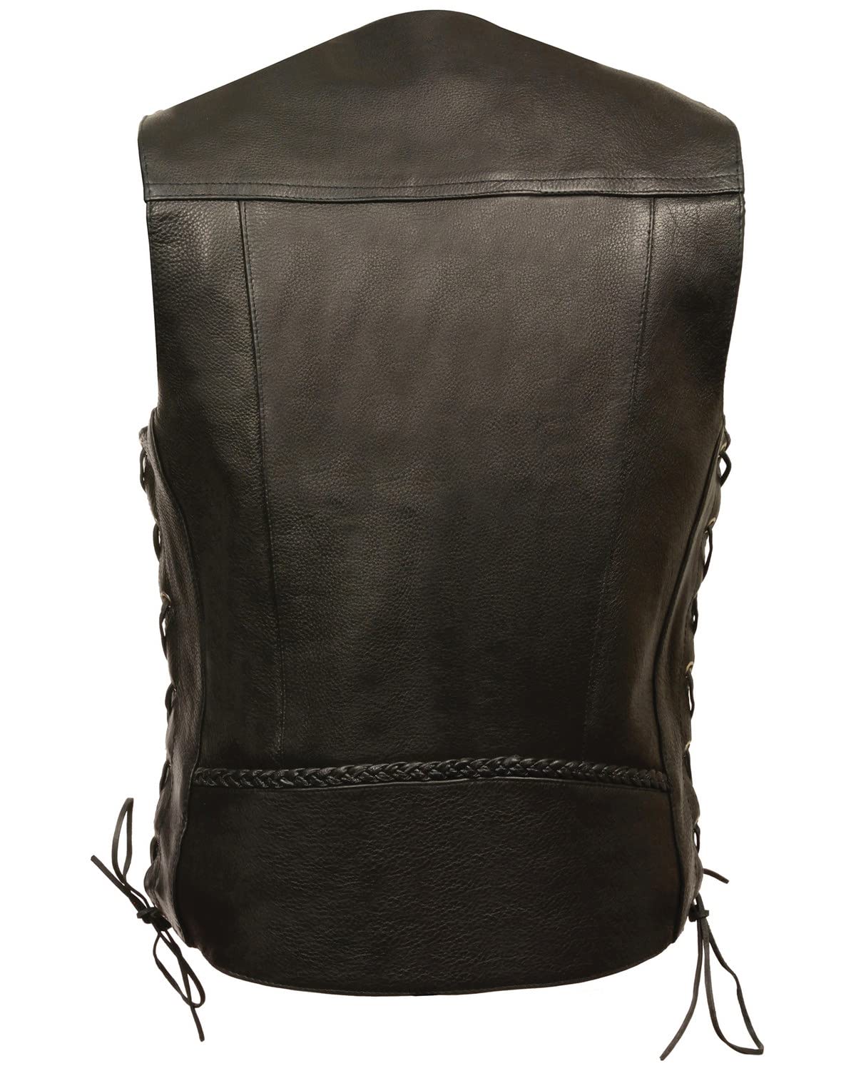 Milwaukee Leather Men's Buffalo Snap Braided Side Lace Vest - XXL Big Black Size 58 - Western Cowboy Biker Style for Motorcycle Riding & Outdoor Adventures