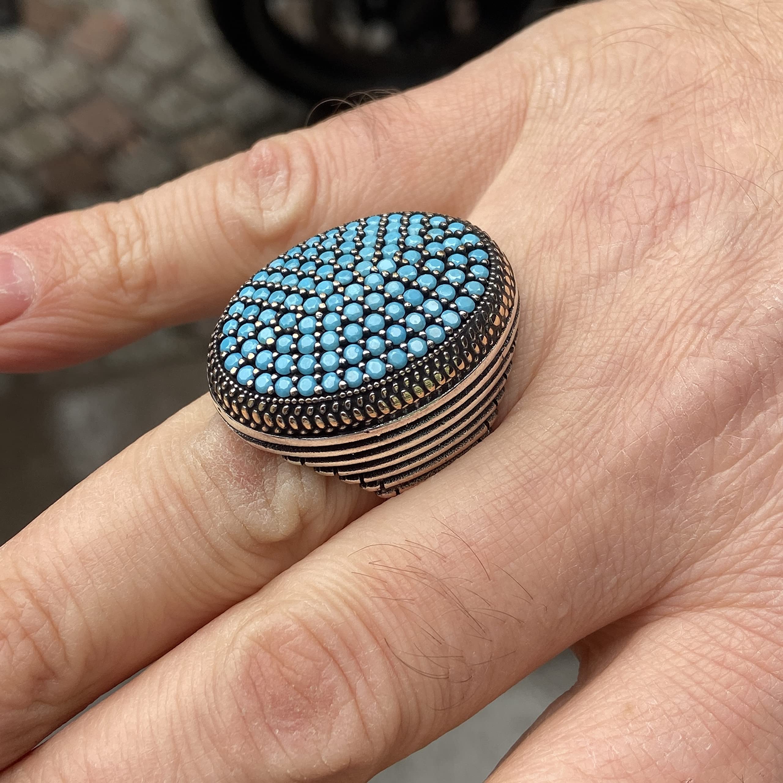 Handmade 925 Sterling Silver Turquoise Stone Ring - Ottoman Style Turkish Jewelry for Women, Gift for Her, Perfect for Weddings & Special Occasions