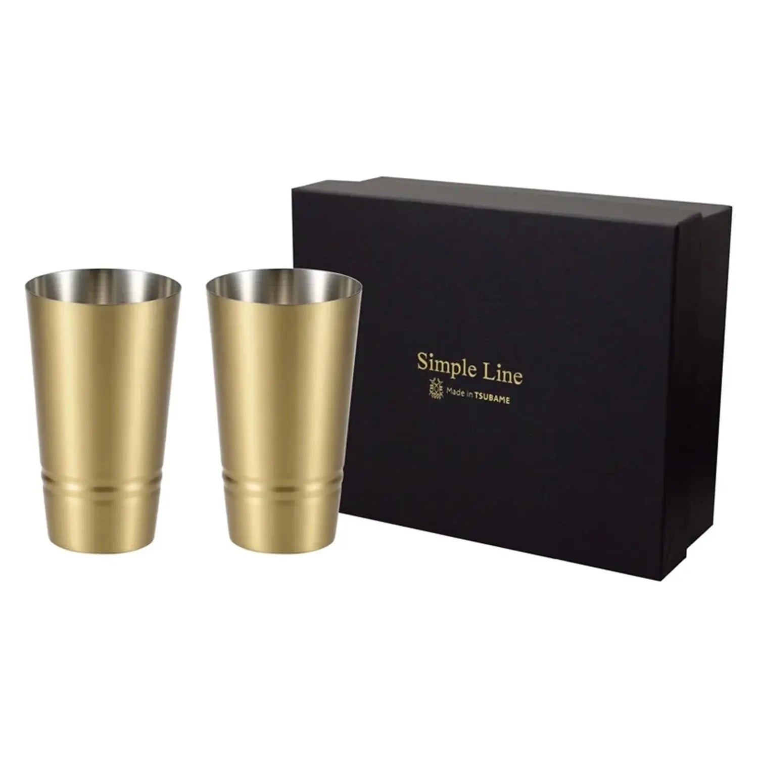 Asahi Brass Tumbler Set - 2 Pack 330ml Copper Cups for Moscow Mule Cocktails, Whiskey, Iced Coffee & More - Premium Japanese Barware for Home & Outdoor Use