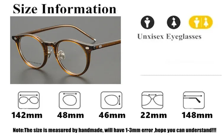 Stylish Aimee Unisex Full Rim Round Square Acetate Titanium Eyeglasses Frame 19004 - Perfect for Work, Reading & Fashion Accessories