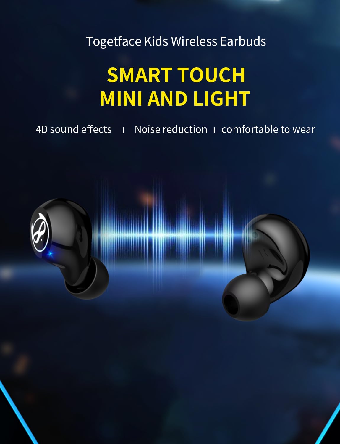 Wireless Bluetooth Earbuds for Kids - Bluetooth 5.1 Waterproof In-Ear Headphones with Mic, Charging Case & Deep Bass - 36H Playtime Touch Control Headset for School, Sports & Travel