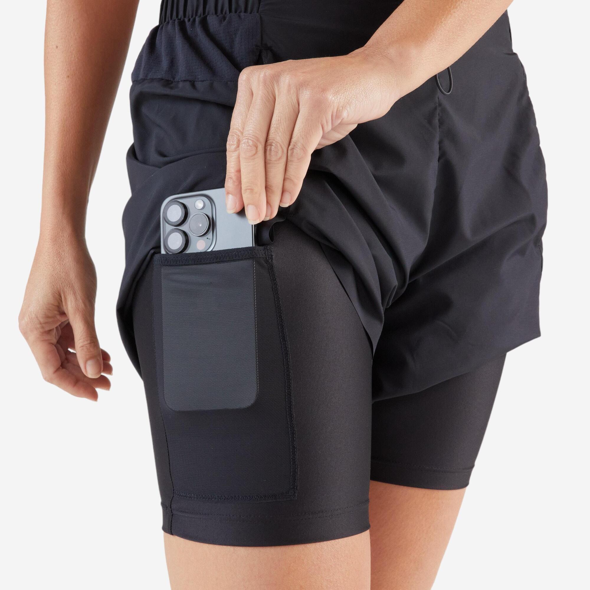Kiprun Women's Run 500 2-in-1 Compression Running Shorts - High Waist Athletic Shorts with Built-in Liner for Women - Perfect for Running, Training & Gym Workouts