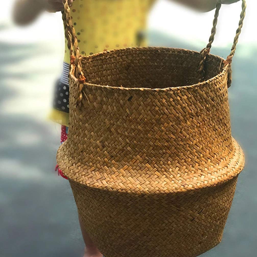 Handwoven Bamboo Storage Basket - Decorative Laundry Basket, Toy Organizer, Planter & Beach Bag | Portable & Multipurpose for Home, Garden & Travel