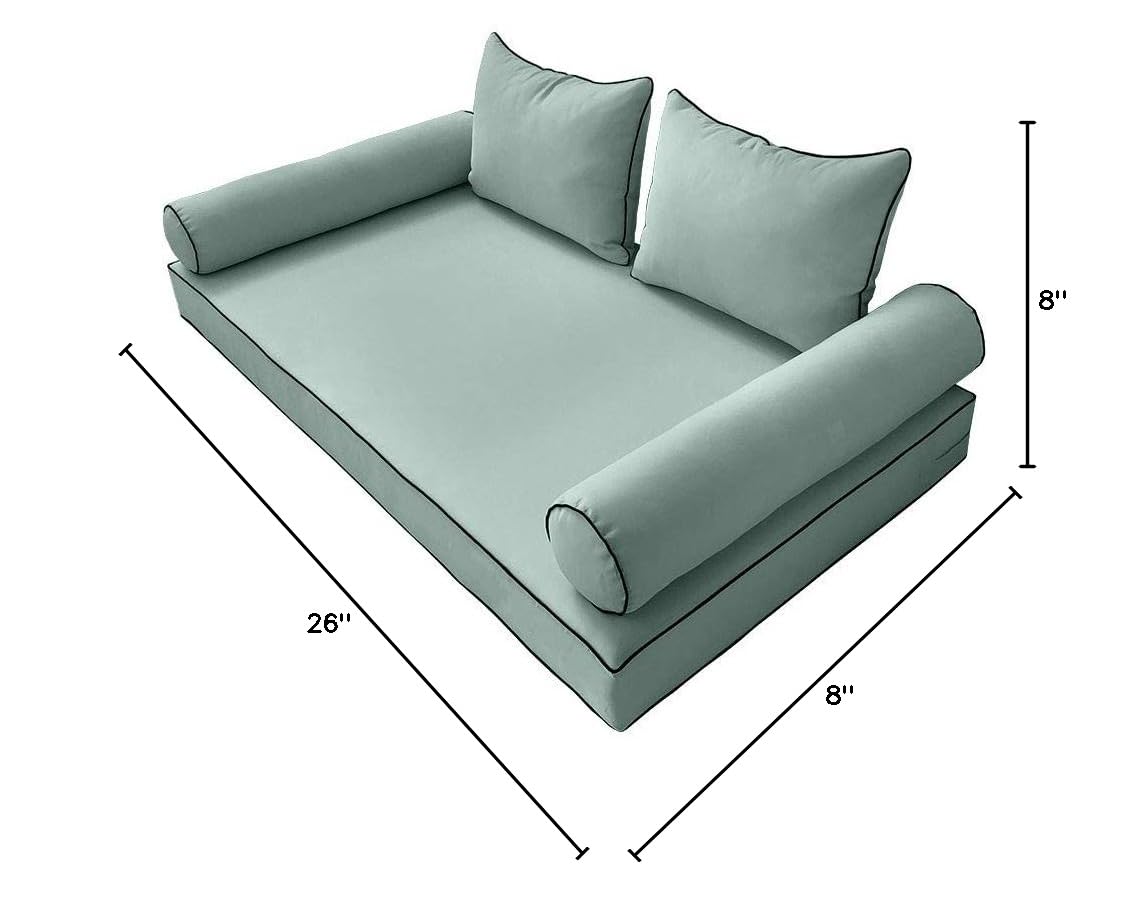 Prolinemax Outdoor Style 4 Crib Contrast Trim Daybed Mattress Bolster Pillow Fitted Cover - Waterproof & Breathable Nursery Bedding Set for Baby Crib, Toddler Bed, and Guest Room Decor AD002