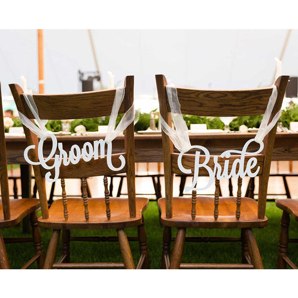 Wedding Decor - Bride & Groom Chair Signs for Wedding Photography Props | Perfect for Ceremony Seating, Reception Decorations & Photo Shoots