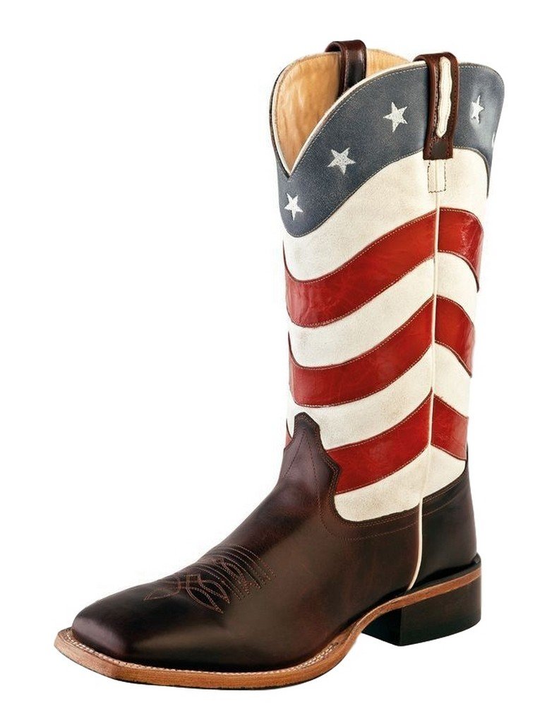 Authentic Old West USA Flag Men's Leather 13-Inch Western Cowboy Boots Size 8D - Perfect for Rodeos, Country Dancing & Western Fashion