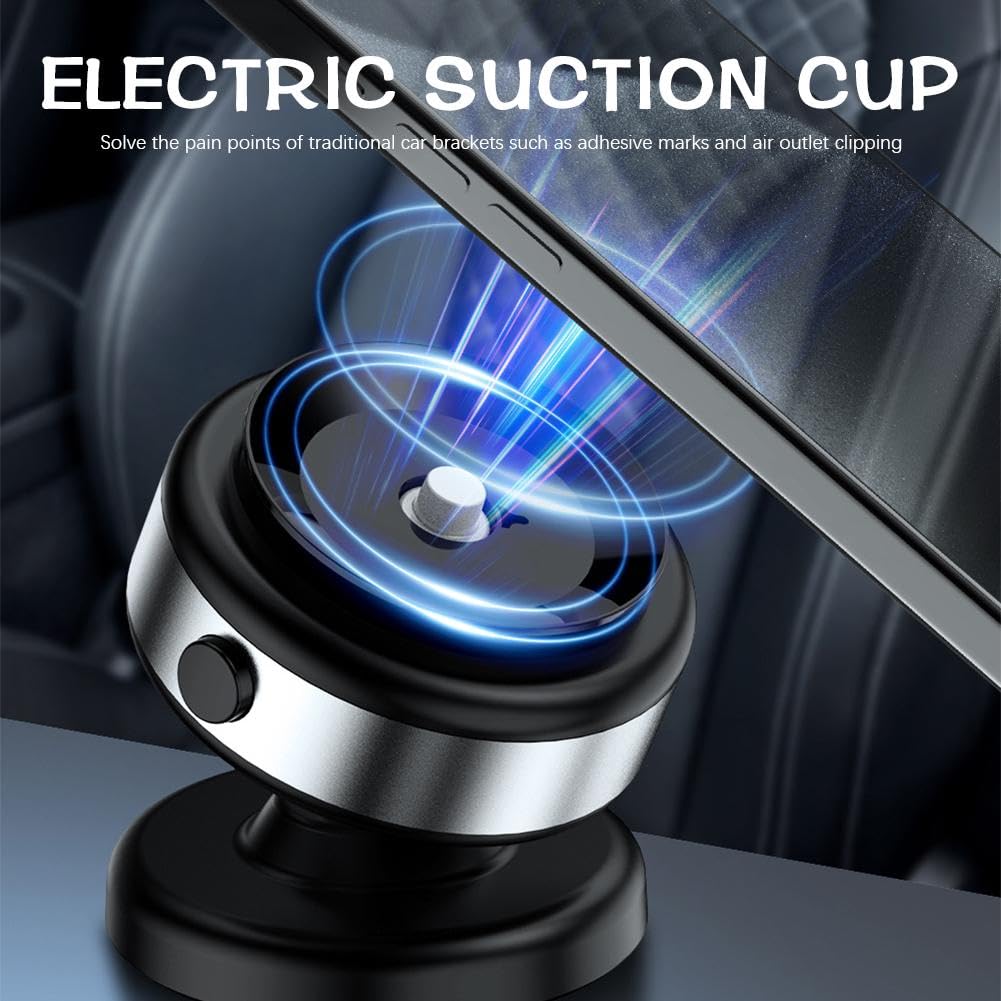 GINTBN 2024 Upgraded Magnetic Car Phone Holder - Strong Vacuum Suction & Secure Mount for iPhone, Samsung, Google Pixel - Perfect for Driving, Navigation & Hands-Free Calls