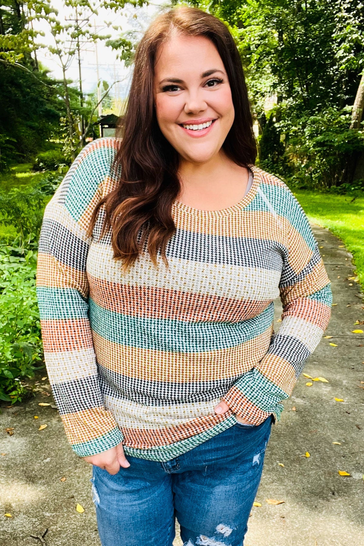 Stylish Hunter Green Stripe Vintage Two-Tone Blouse for Women | Retro Fashion Top | Perfect for Casual Outings, Date Nights & Office Wear