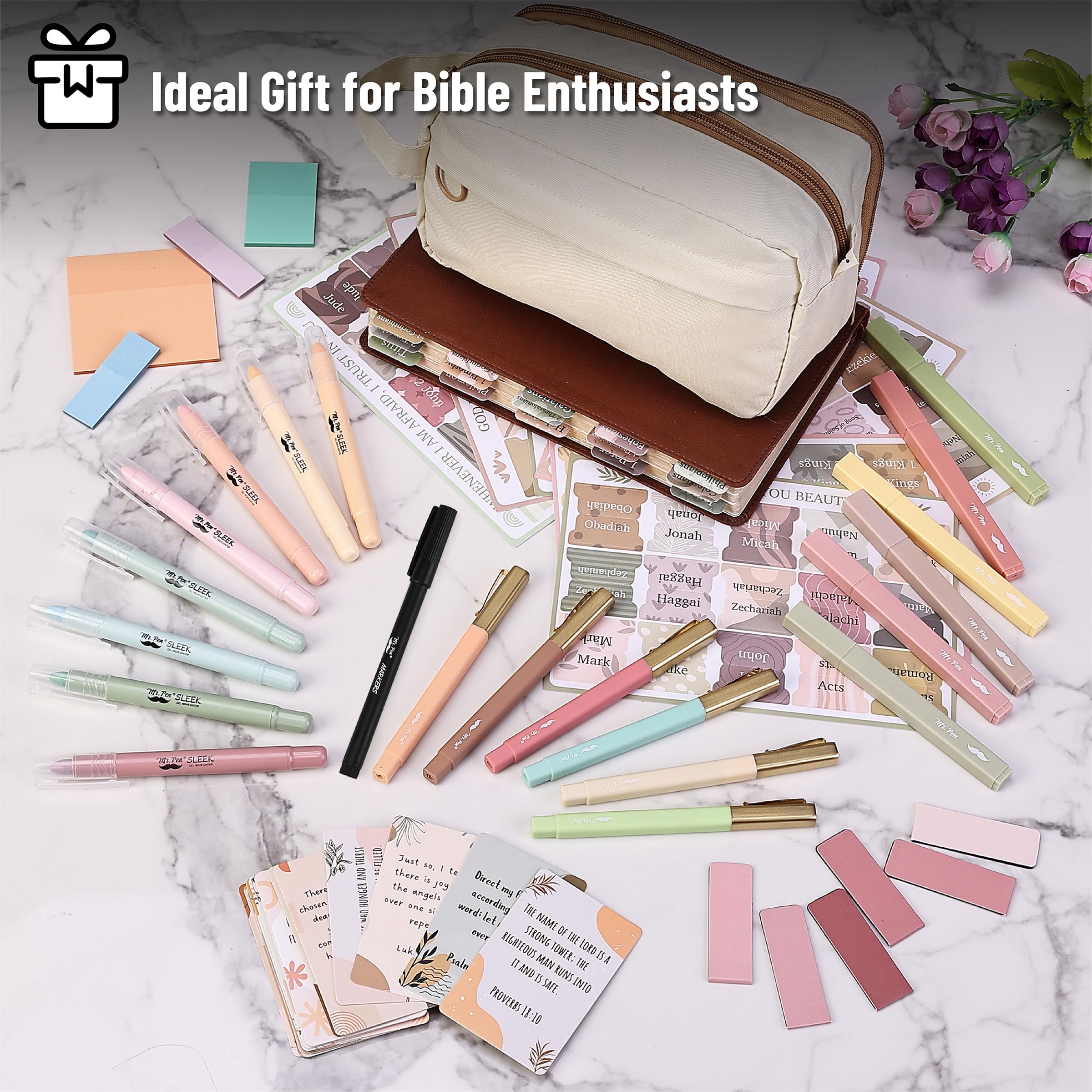 Mr. Pen Bible Journaling Kit - No Bleed Bible Highlighters & Pens Set for Bible Study, Scripture Note Taking - Perfect Gift for Mother's Day, Bible Study Tools for Women & Church Groups