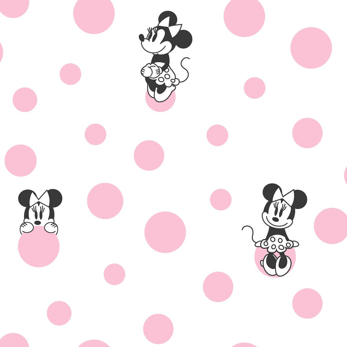Minnie Mouse Disney Kids Wallpaper Roll - Pink Dots Design by York Wallcoverings (DI1027) for Nursery, Bedroom & Playroom Decor