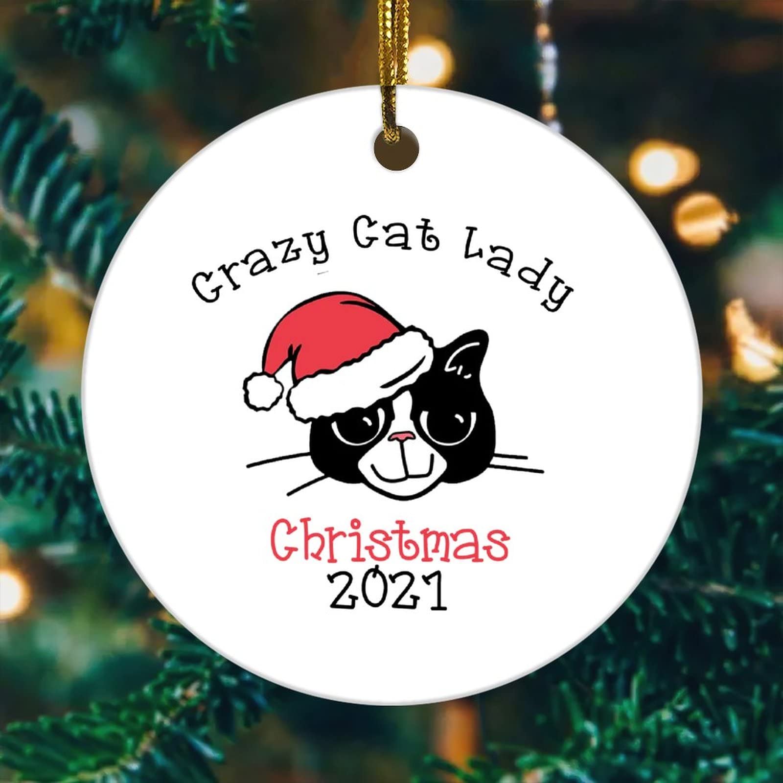 Crazy Cat Lady Christmas Ornament 2021 - Unique Cat Lover Gift, Handmade Cat-Themed Holiday Decoration - Perfect for Cat Owners, Christmas Tree Decor & Gift Exchange