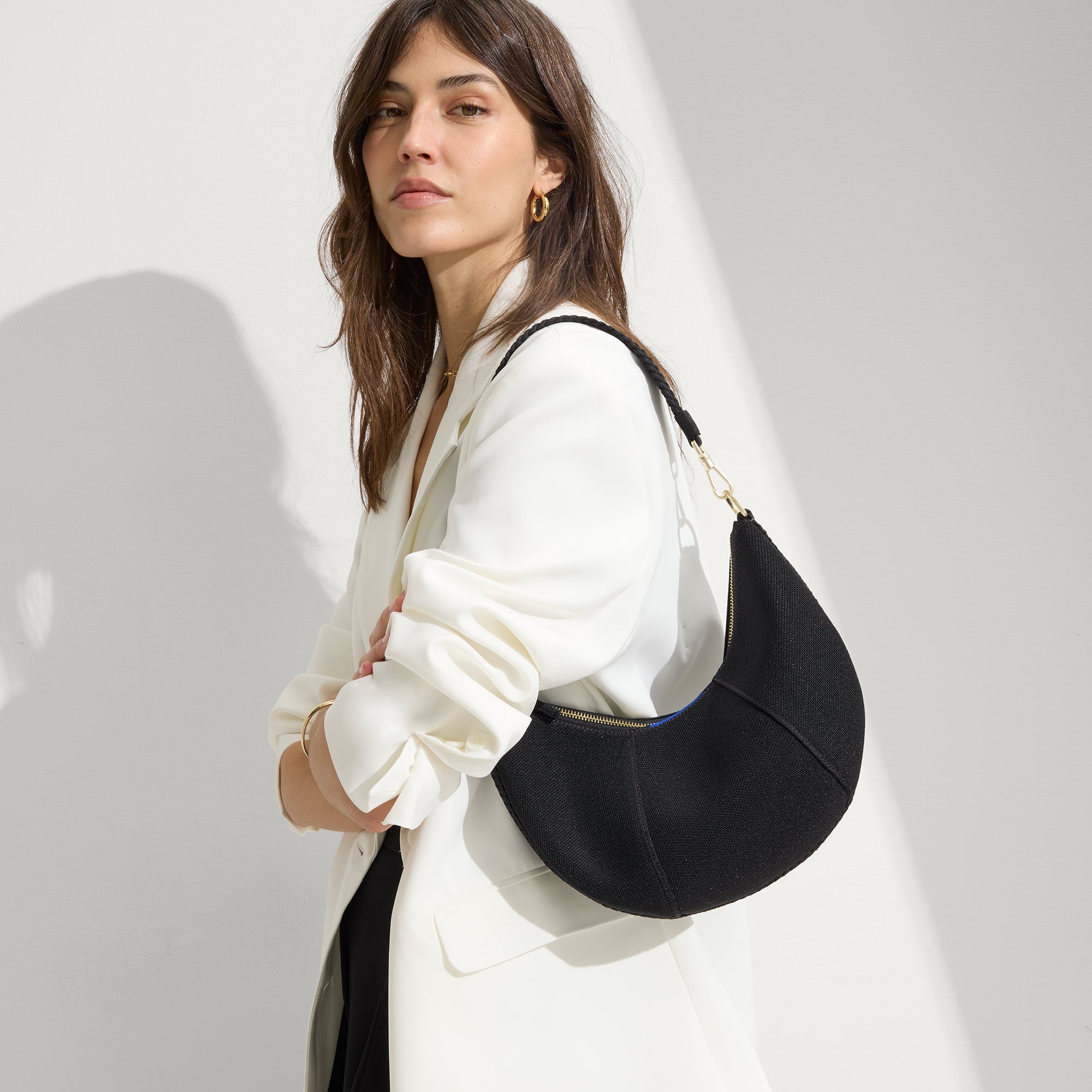 The Crescent Bag - Stylish Black Licorice Crossbody Purse for Women | Fashionable Shoulder Bag for Daily Use, Travel & Night Out
