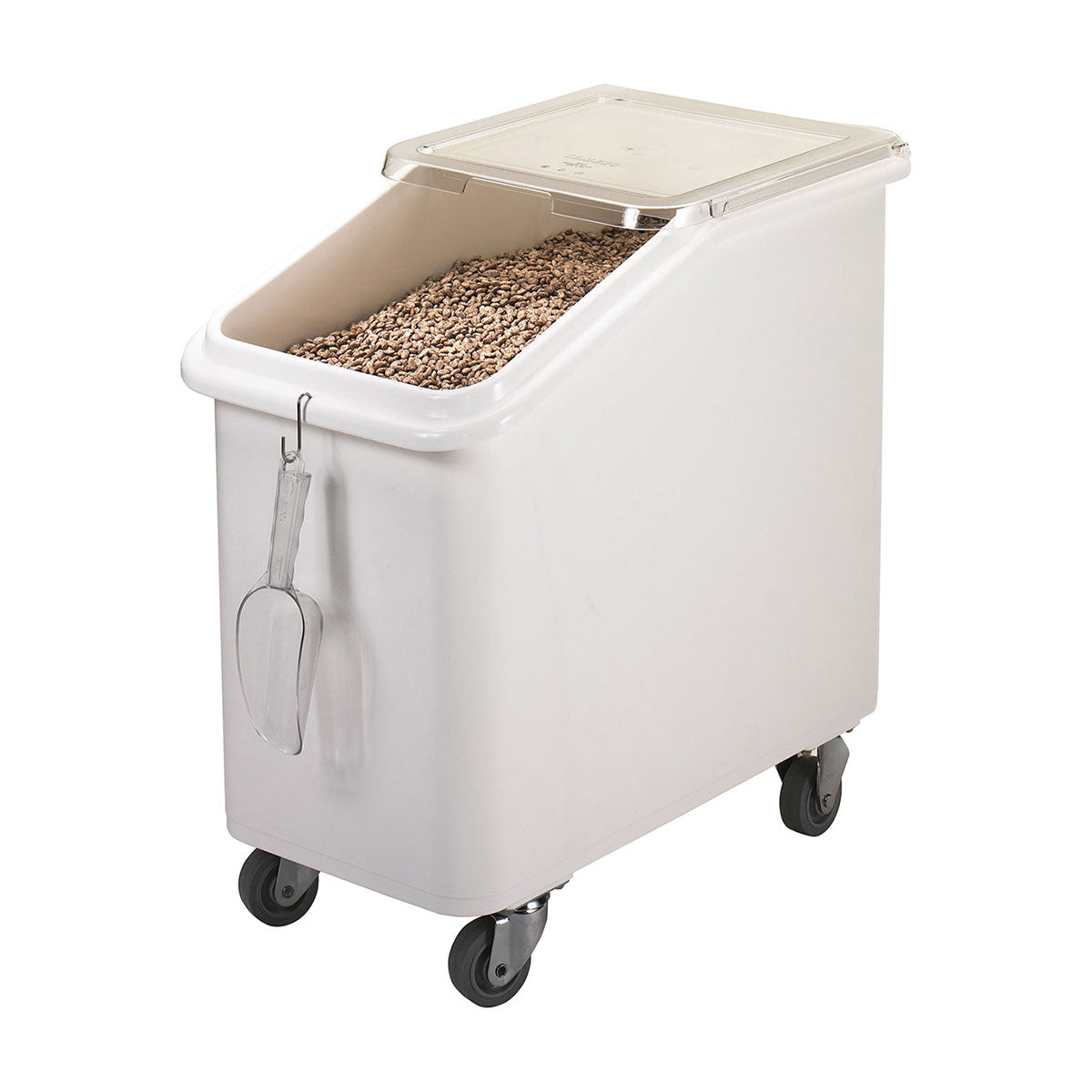 Cambro IBS27148 27-Gallon White Slant Top Ingredient Bin with Hook - Perfect for Commercial Kitchens, Food Storage & Restaurant Organization