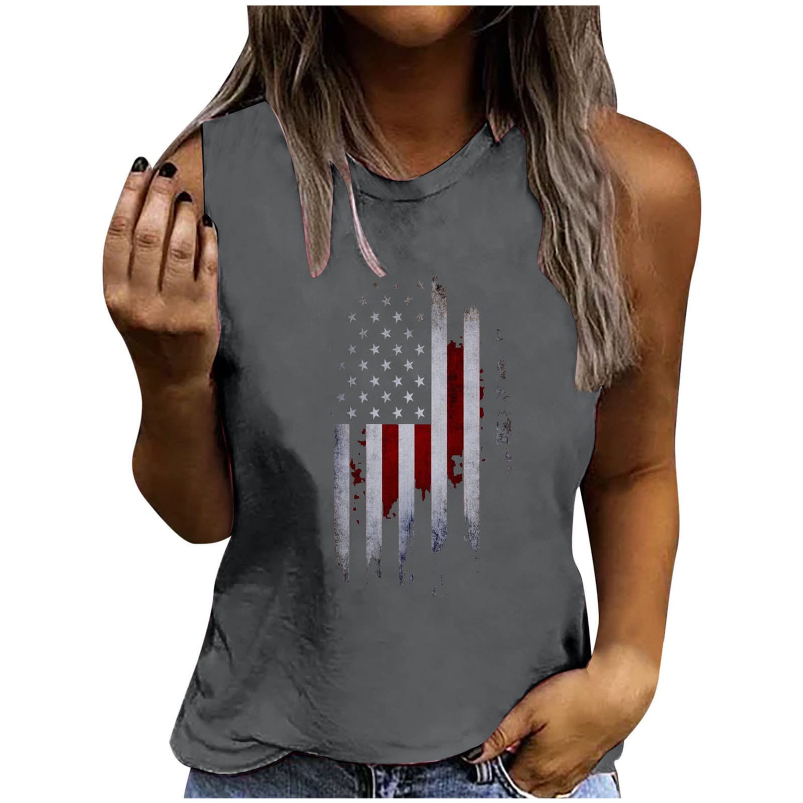 Women's Summer Sleeveless Vest Tee - Casual Independence Day Tank Top for Vacation & Outdoor Activities | Breathable Comfort T-Shirt for Beach, BBQ, and Patriotic Events