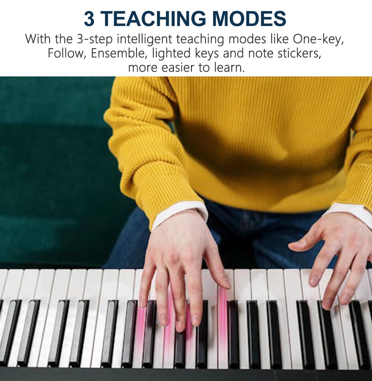 61-Key Portable Electronic Keyboard Piano with Lighted Full-Size Keys, LCD Display, Headphones & Complete Accessories - Perfect for Beginners, Home Practice & Music Lessons (Includes X-Stand, Stool, Music Rest, Mic & Teaching Modes)
