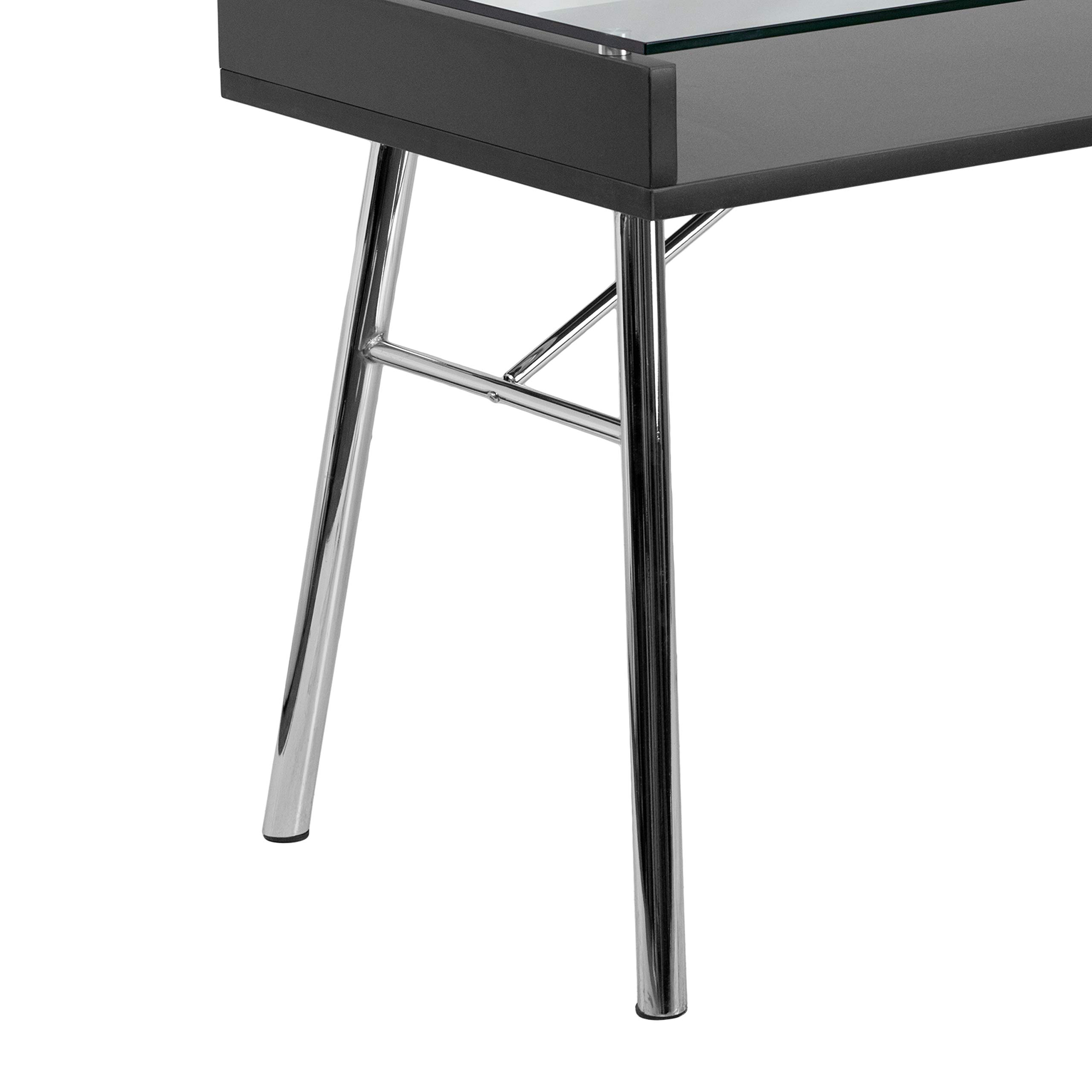 Flash Furniture Brettford Glass Top Desk - Modern Tempered Glass Office Desk for Home & Office Workspace - Perfect for Work, Study & Conference Rooms