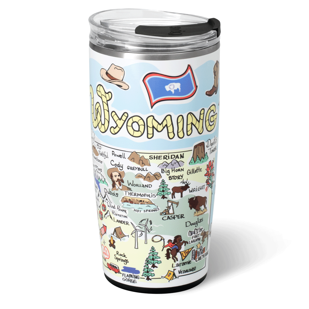 Wyoming Insulated Stainless Steel Tumbler 22oz - Double Wall Vacuum Flask for Hot & Cold Drinks - Perfect for Camping, Hiking, and Outdoor Adventures