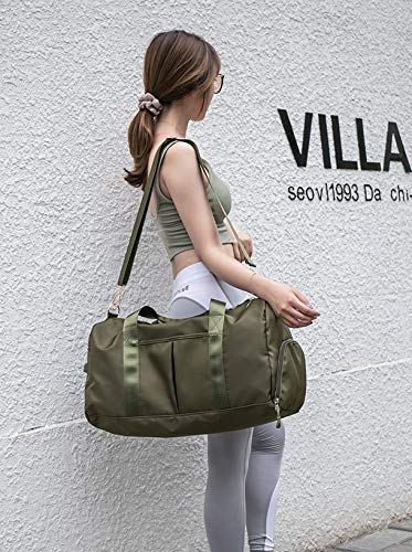 **Waterproof Travel Duffel Bag for Gym & Sports - Lightweight Packable Weekender Bag with Wet Pocket & Shoe Compartment - Durable Luggage for Men & Women (Army Green) - Perfect for Workouts, Travel & Weekend Getaways**