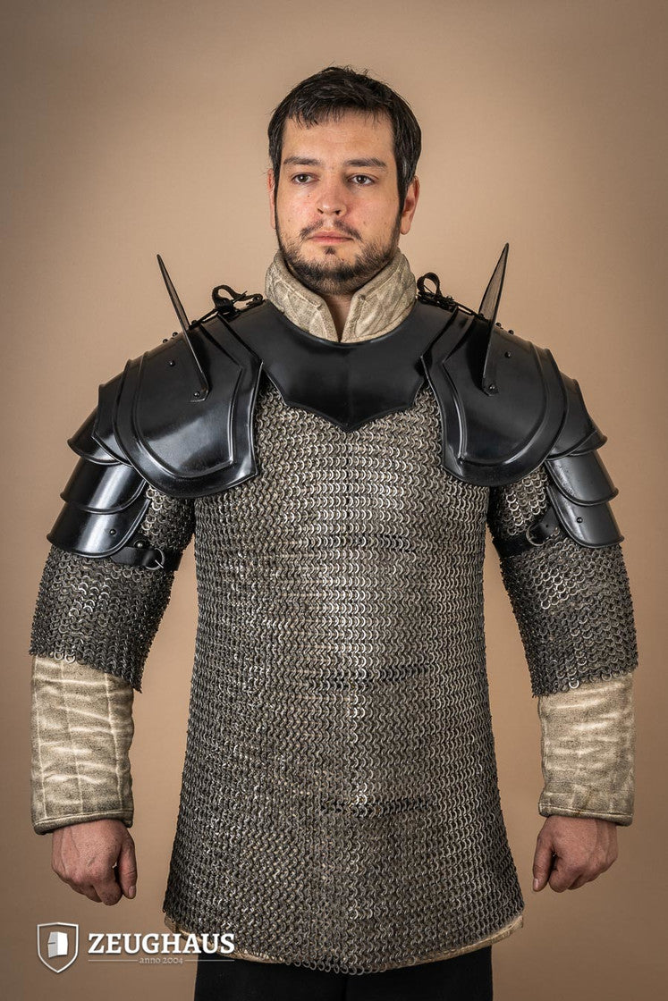 Pauldrons Warrior with Bladebreakers Burnished - Medieval Armor Shoulder Guards for Cosplay, LARP & Renaissance Fairs - Perfect for Costume Parties & Historical Reenactments