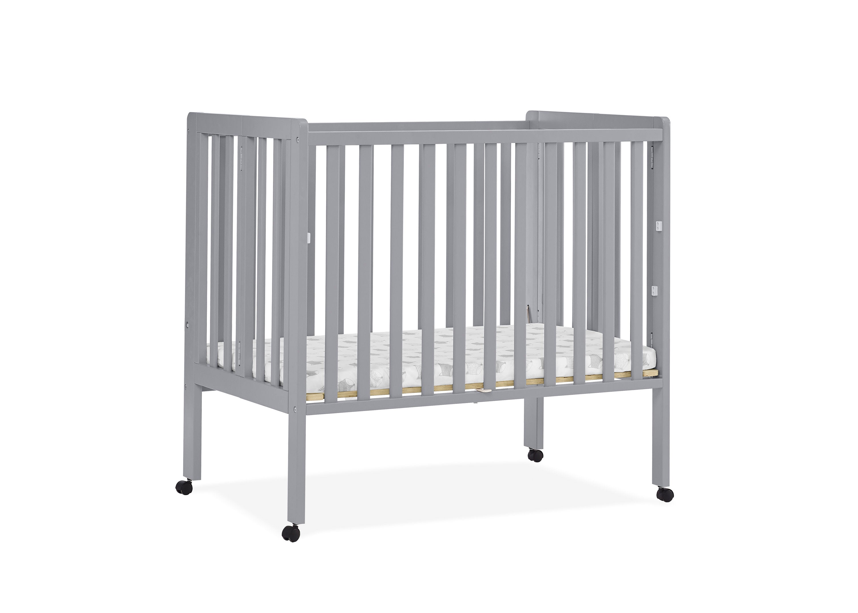 Lee Portable Folding Mini Crib with 1.5 Inch Mattress - Lightweight Travel Crib for Babies & Toddlers - Perfect for Home, Travel, and Daycare Use