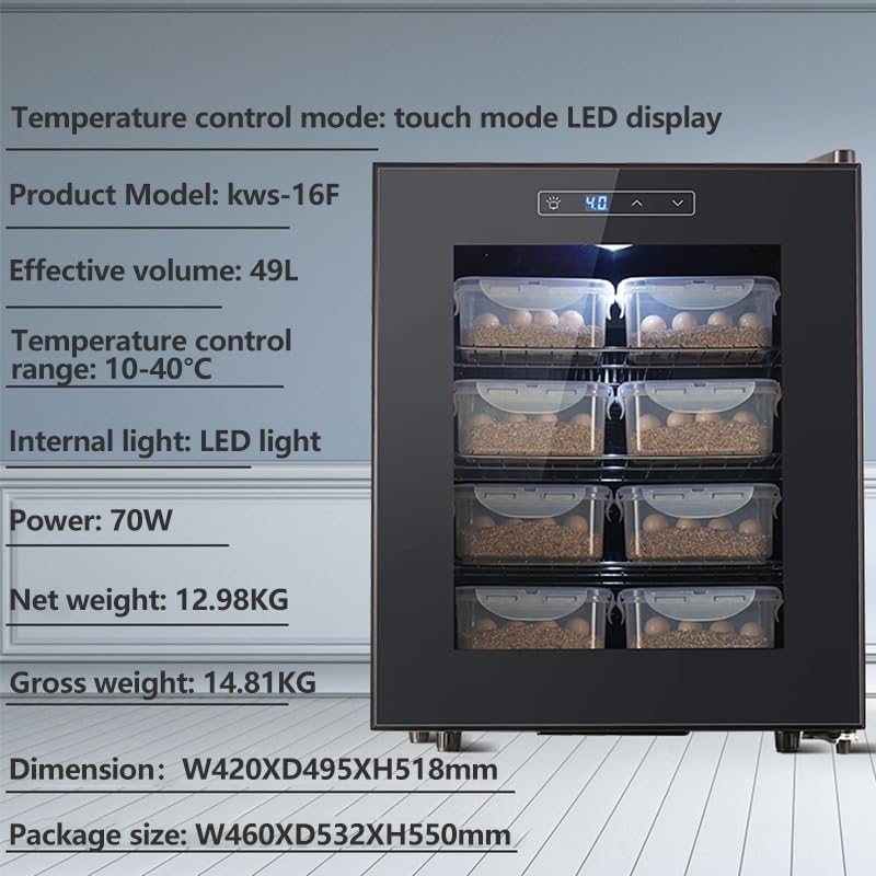 High-Precision Reptile Egg Incubator with ±1.5°C Accuracy - Adjustable 10-40°C for Turtle, Lizard, Gecko & Snake Eggs - Ideal for Hatching and Breeding in Home or Professional Settings