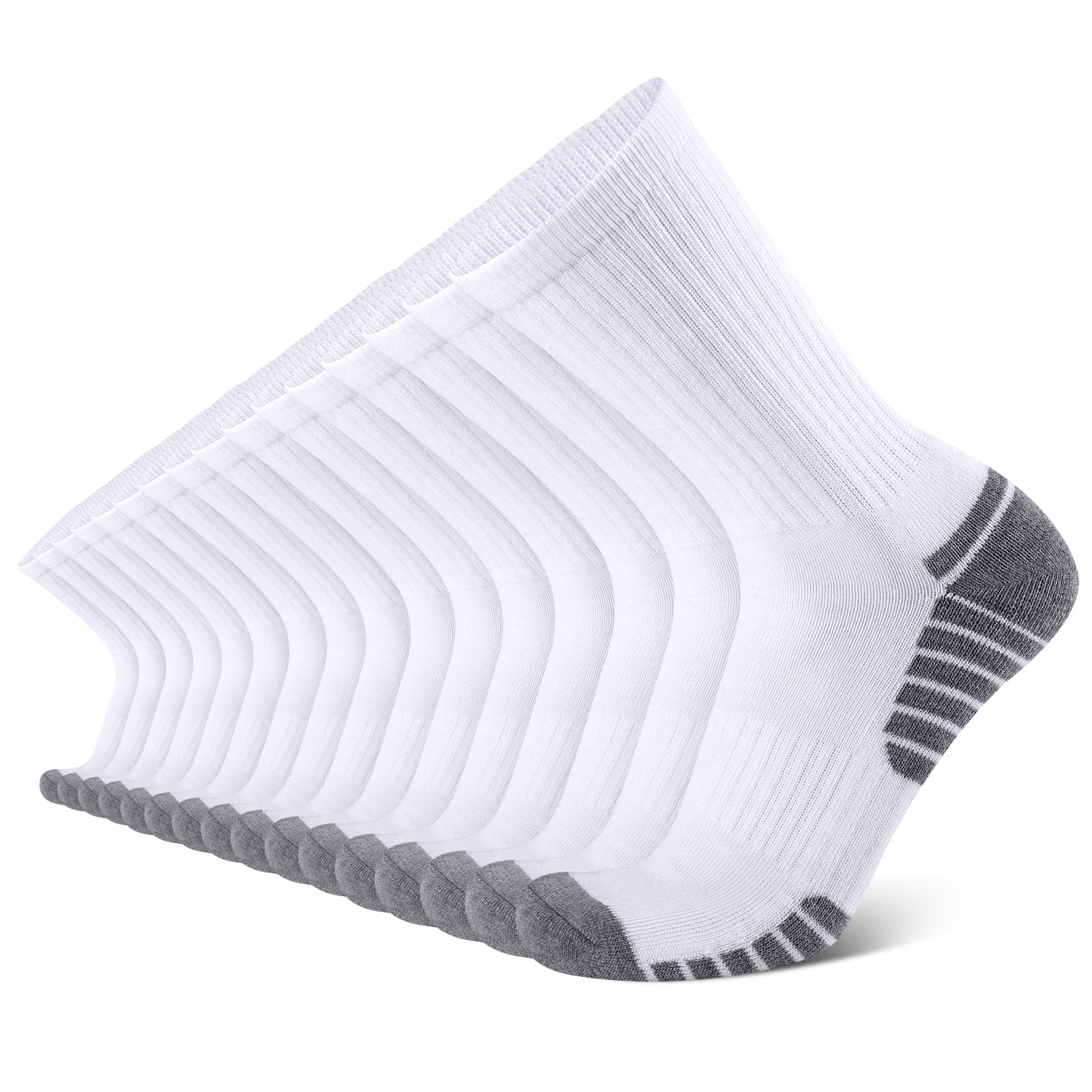 COOVAN 8 Pairs Men's Cushioned Athletic Crew Socks - Moisture Wicking Work Socks for Running, Hiking & Outdoor Activities - 8 Pack Breathable Comfort Socks for Daily Wear & Sports