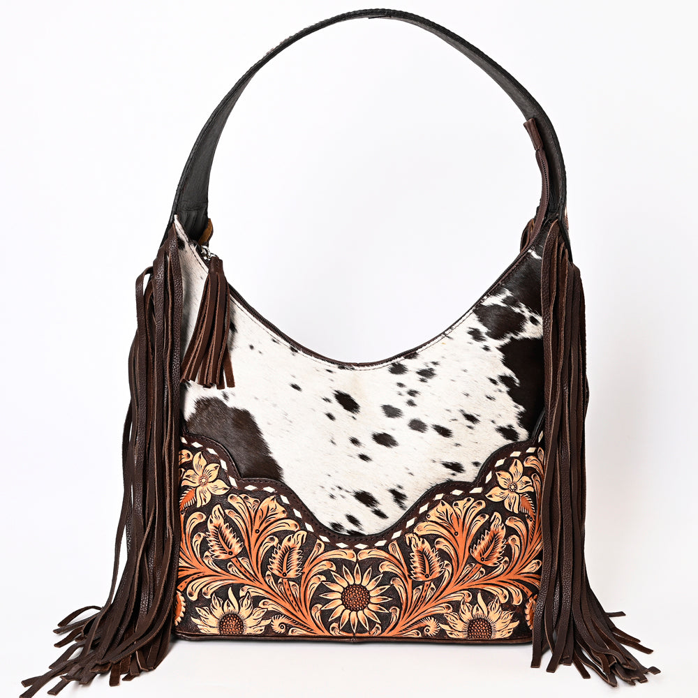 ADBGA391 American Darling Genuine Leather Women's Western Handbag - Hand Tooled Hair-On Cowhide Purse for Casual Outings, Rodeo Events & Country Style Fashion