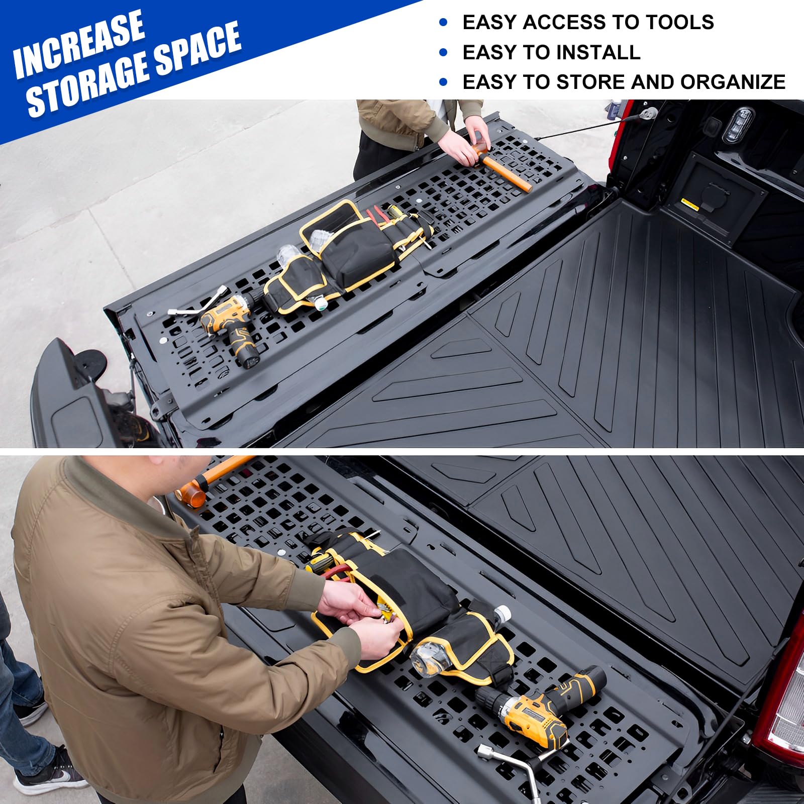 2015-2024 Ford F150 Bed Tailgate Storage Panel - Heavy Duty Metal Molle Panel Organizer for 15-23 F150 Accessories - Perfect for Truck Gear Storage & Off-Road Adventures