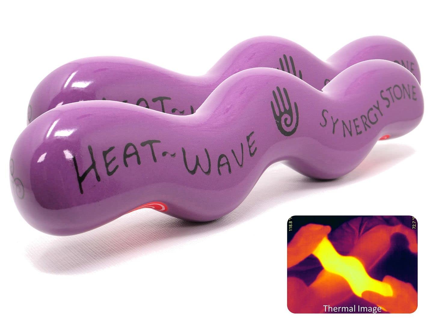 Amethyst Hot Stone Massage Set of 2 - Contoured Synergy Stones for Deep Heat Therapy - Muscle Tension Relief & Relaxation - Ultra-Smooth Skin Safe with Oil or Over Clothes - Perfect for Spa, Home Massage & Stress Relief
