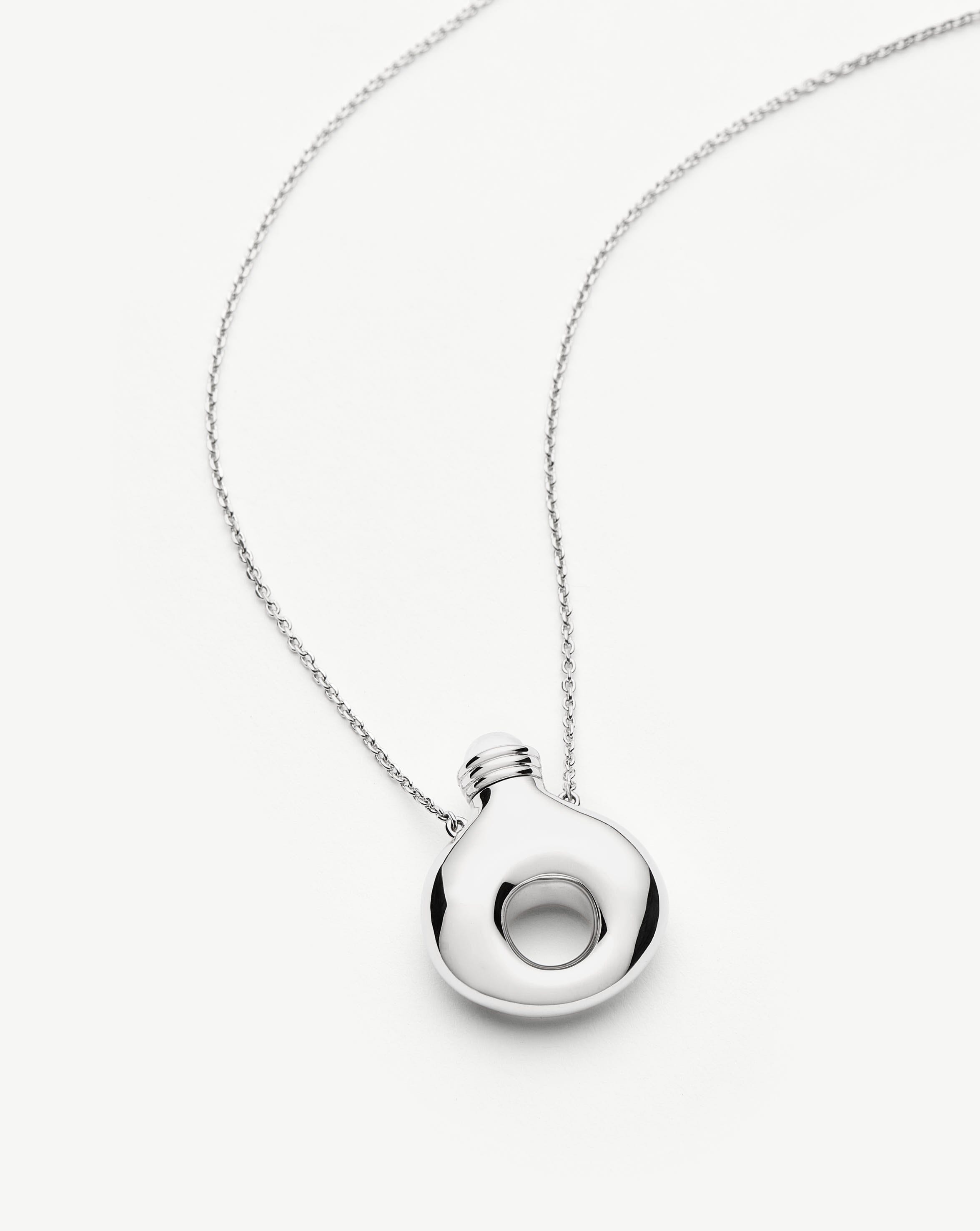 Silver Plated Message in a Bottle Molten Pendant Necklace - Perfect for Romantic Gifts, Beach Weddings & Anniversary Presents