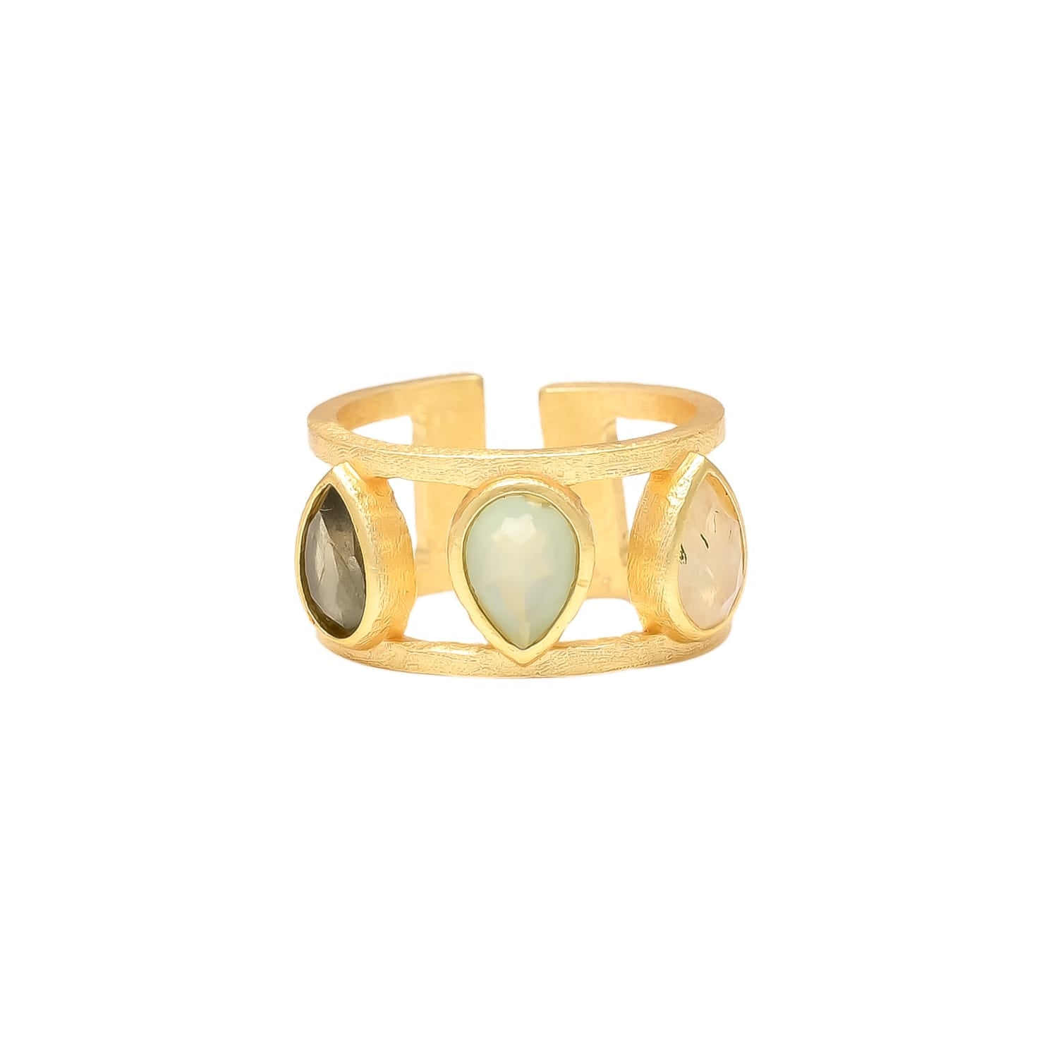 Elegant Gilded Seafoam Green Statement Ring for Women - Vintage Inspired Jewelry for Parties, Weddings & Special Occasions