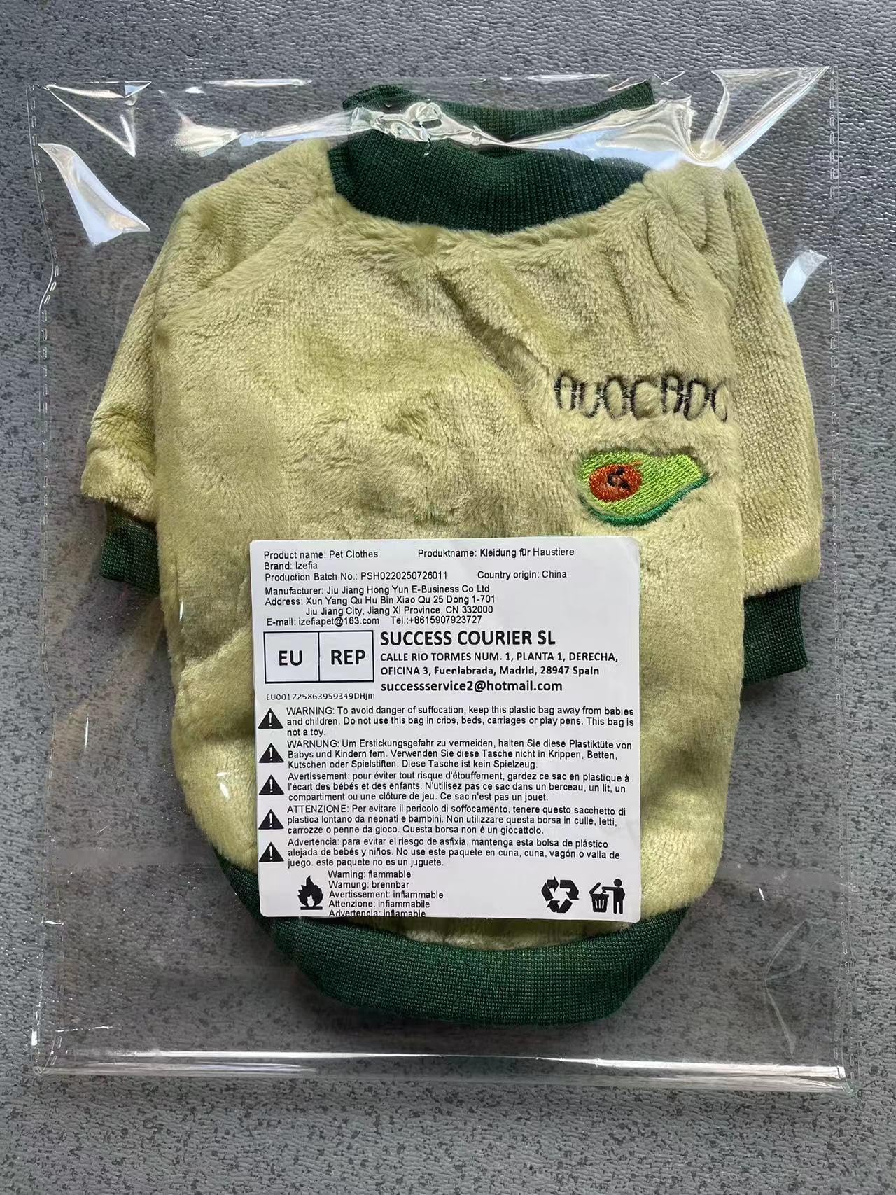 Warm Fleece Dog Sweater & Cat Sweater - Winter Coats for Small & Medium Pets, Green Fruit Pajamas Style - Perfect for Cold Weather & Indoor Comfort
