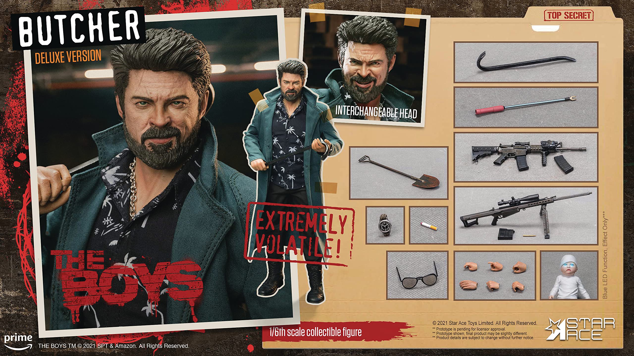 Star Ace Toys The Boys: Billy Butcher (Season 1) 1:6 Scale Deluxe Action Figure Collectible with Multiple Accessories - Perfect for Display, Gift Giving, and TV Show Memorabilia Collections