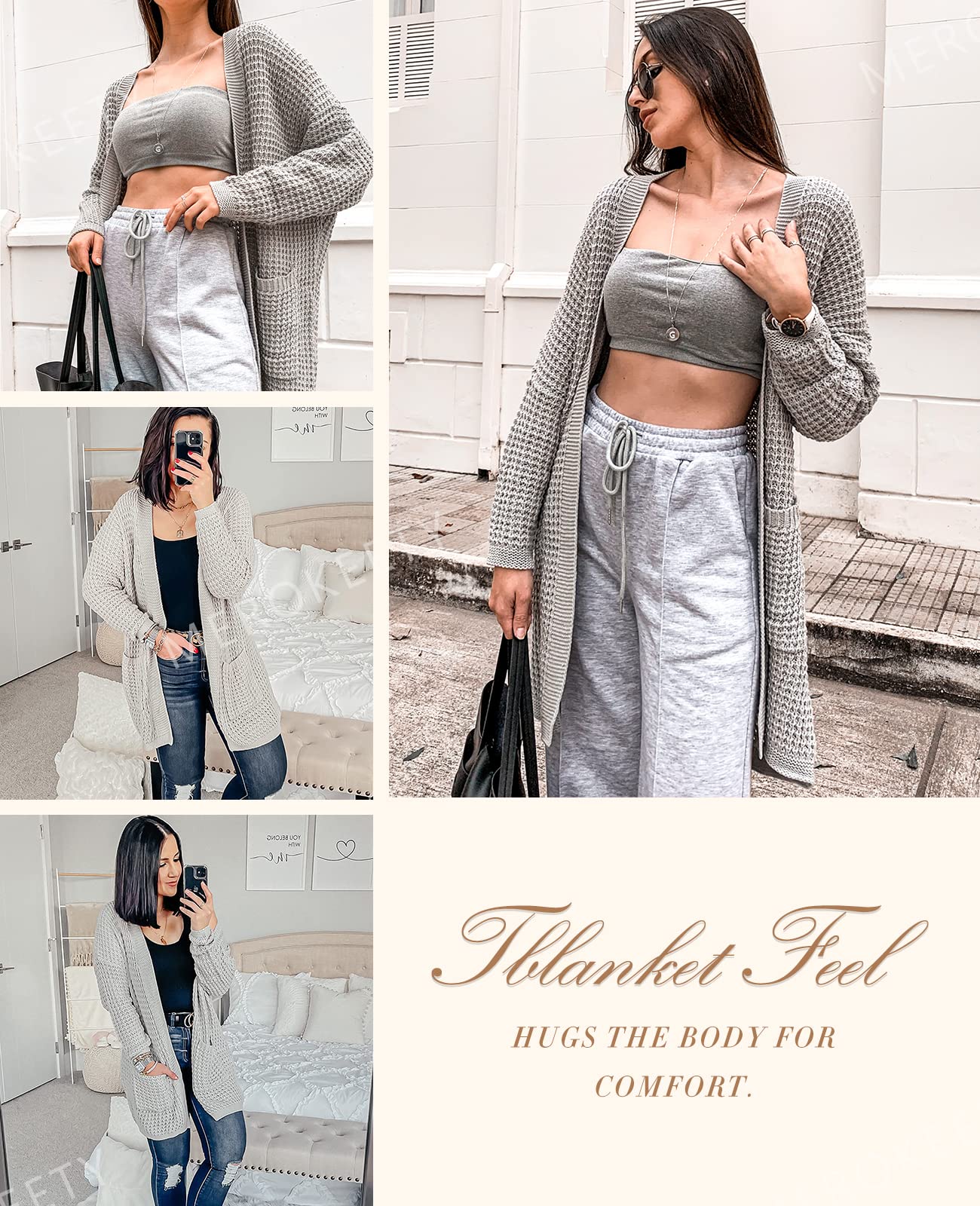 MEROKEETY Women's Oversized Long Batwing Sleeve Cardigan Waffle Knit Sweater Coat - Cozy Winter Layering for Casual Outfits & Lounge Wear
