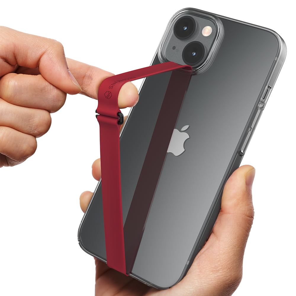 Sinjimoru C-Shaped Silicone Phone Grip Clip - Finger Strap Holder for iPhone & Samsung Cases (Wine Red) | Secure Phone Grip for One-Handed Use While Driving, Working, or Taking Selfies