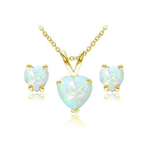 Synthetic White Opal - Yellow Gold Flash