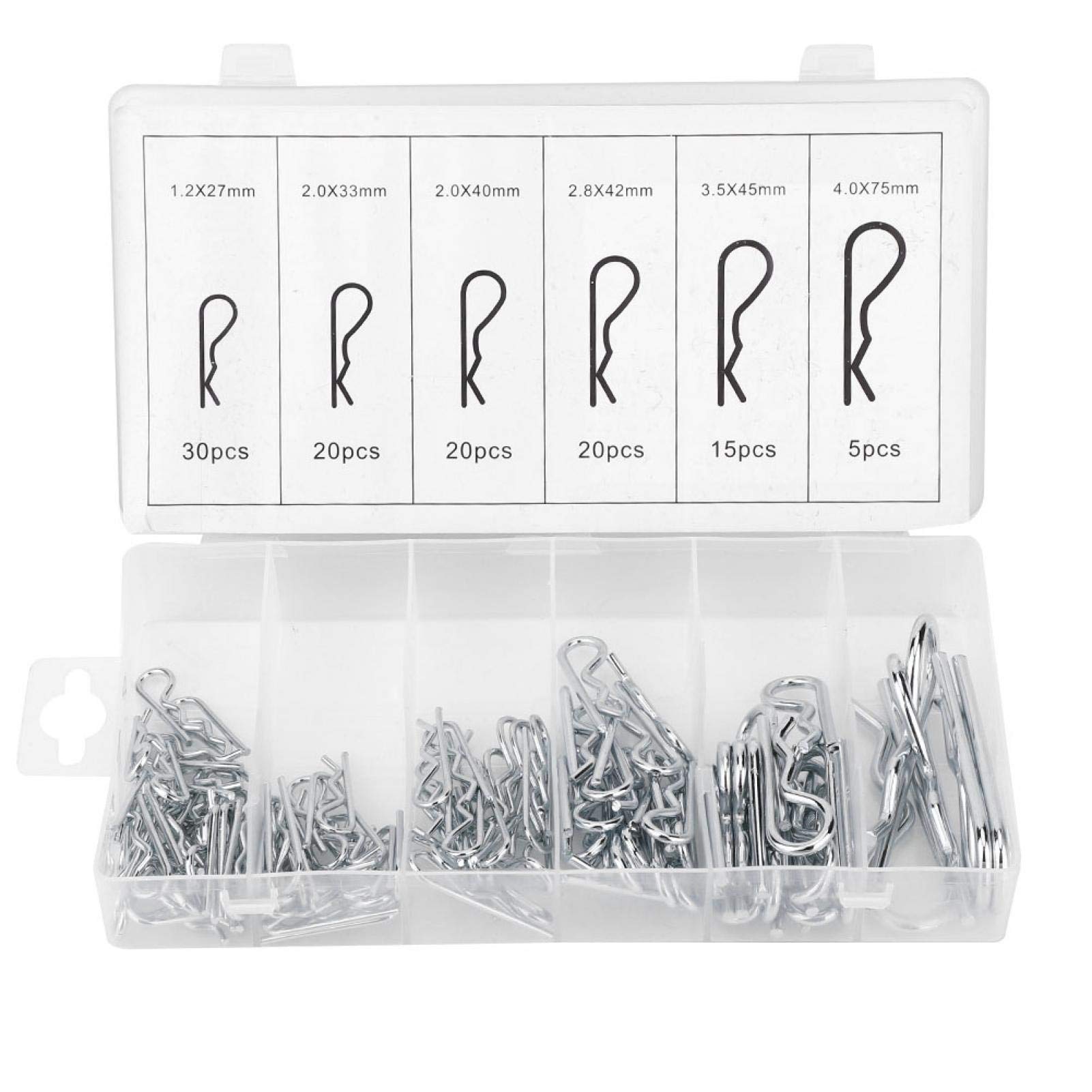 150-Piece Zinc Plated Steel Hair Pin Assortment Kit - Secure Hitch Pin Lock System Accessories for Trailers, RVs, and Heavy Equipment (Ideal for Towing, Construction & Farm Use)
