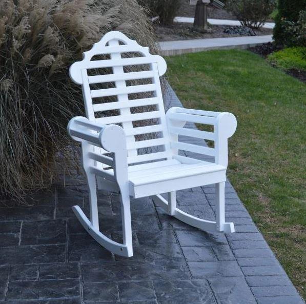 A & L Furniture Yellow Pine Marlboro Porch Rocker - Comfortable Wooden Rocking Chair for Outdoor Patio, Garden, and Front Porch Relaxation