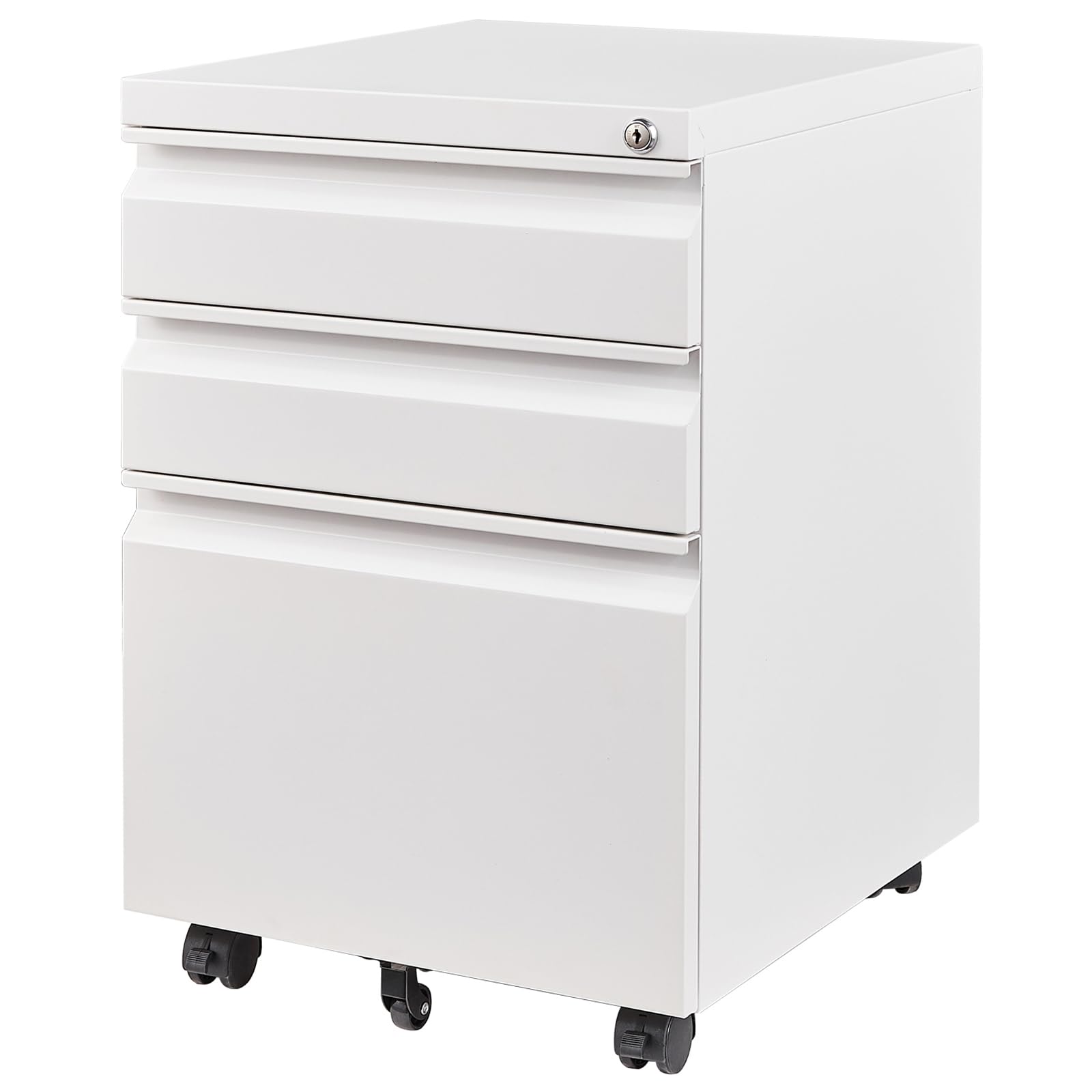 Letaya 3-Drawer Locking Mobile File Cabinet - Under Desk Metal Storage Organizer for Home & Office (Fully Assembled, White) | Perfect for Letters, Legal & A4 Documents - Ideal for Workspaces, Small Offices & Home Organization