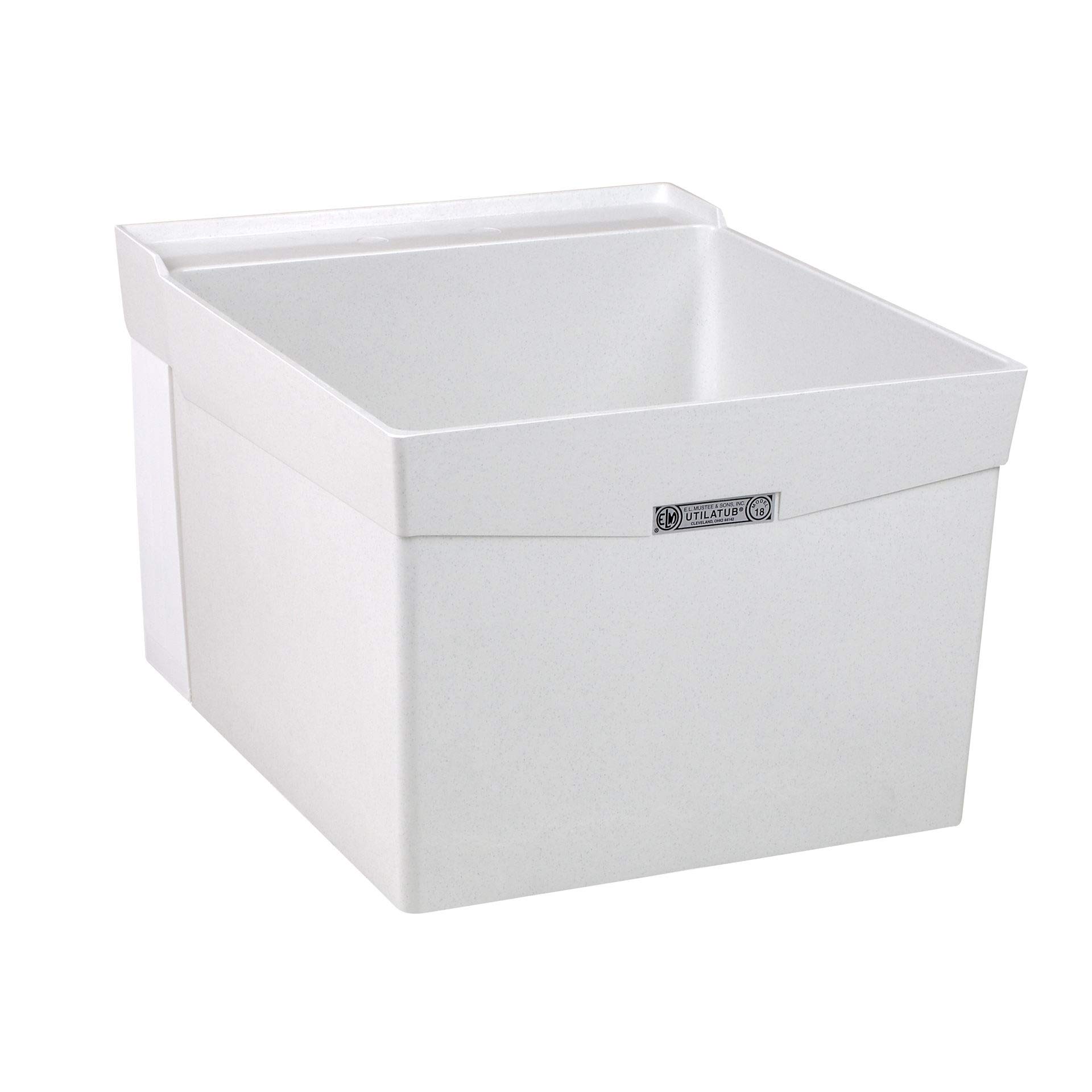 Mustee 18W White Wall Mount Laundry Utility Sink - Large Capacity for Laundry Room, Garage, or Basement Use