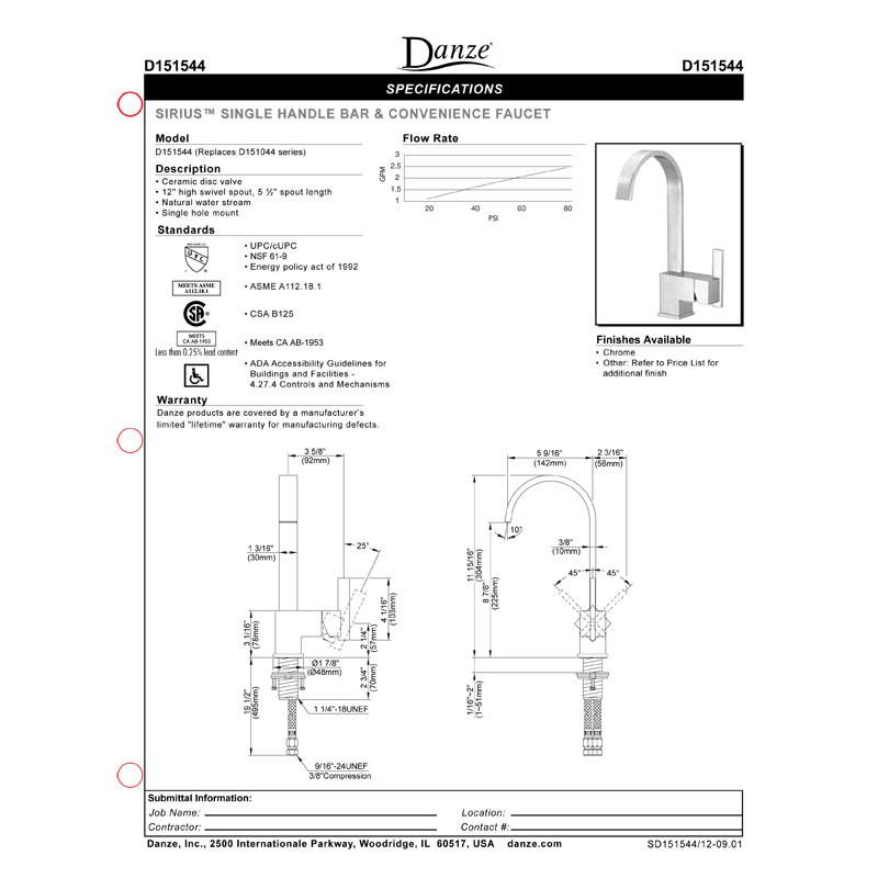 Danze Sirius Single Handle Bar Faucet with Fixed Spout - Premium Stainless Steel Kitchen Sink Faucet for Bar, Prep Sink & Wet Bar - Commercial Grade & Durable Design
