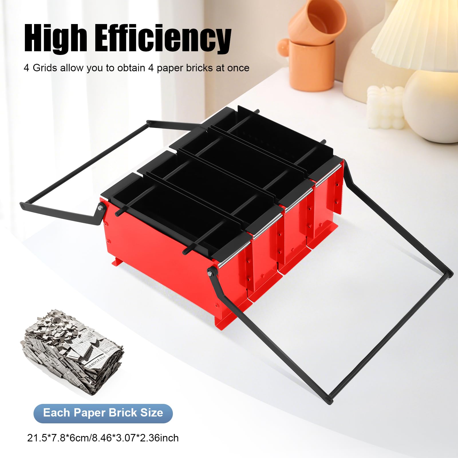 Heavy Duty Brick Press Machine - Steel Paper Log Briquette Maker for Fireplace, Indoor & Outdoor Use | DIY Fire Brick Press Tool for Home, Garden, Camping, and Emergency Preparedness