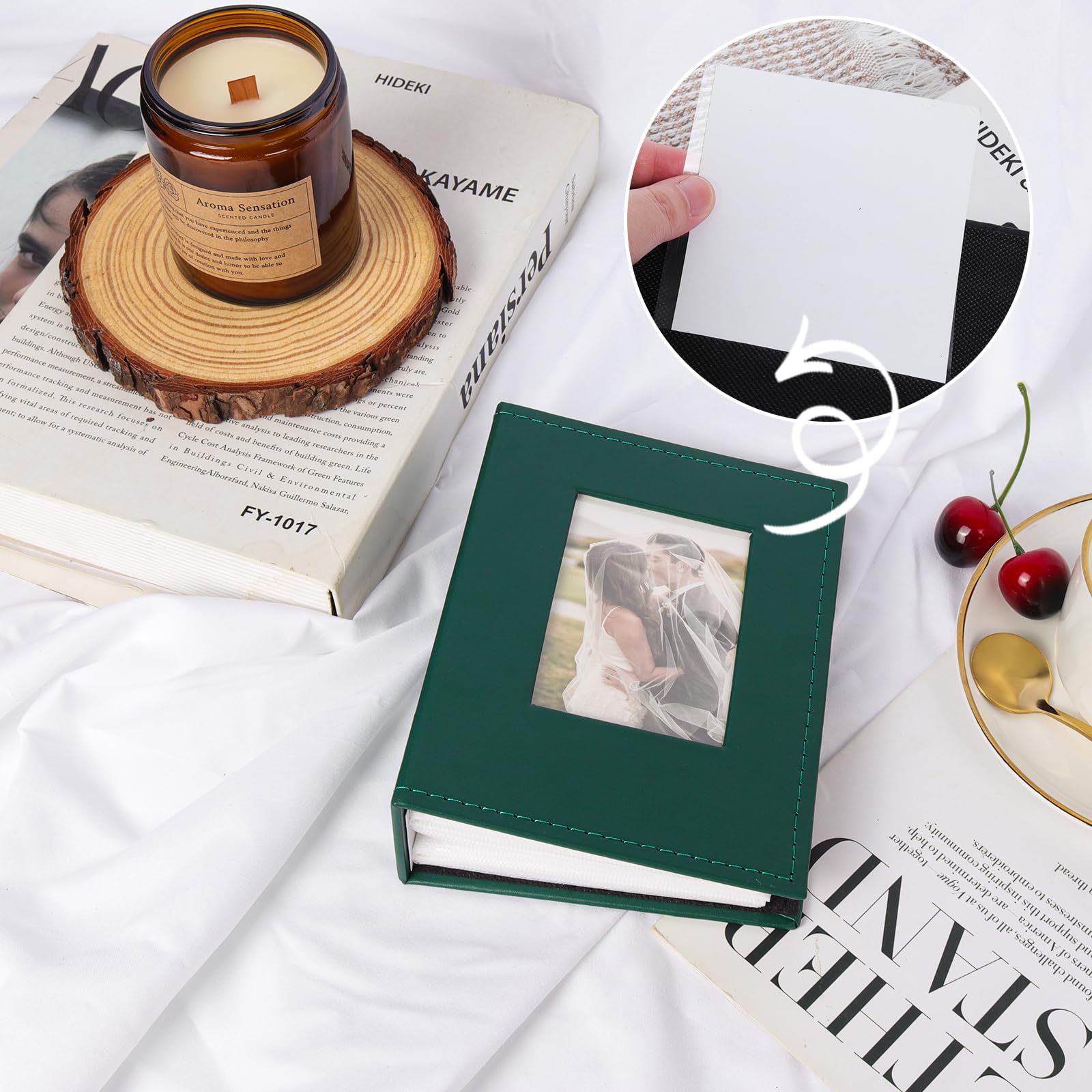 RECUTMS Premium Leather Photo Album 4x6 - Holds 100 Photos, Wedding & Family Memory Book, Baby Picture Album (Dark Green) | Perfect for Preserving Wedding, Baby & Family Memories