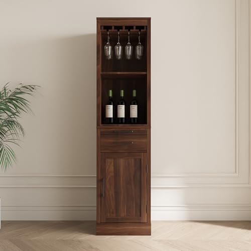 Wine Bar Cabinet With Shelves-walnut Brown