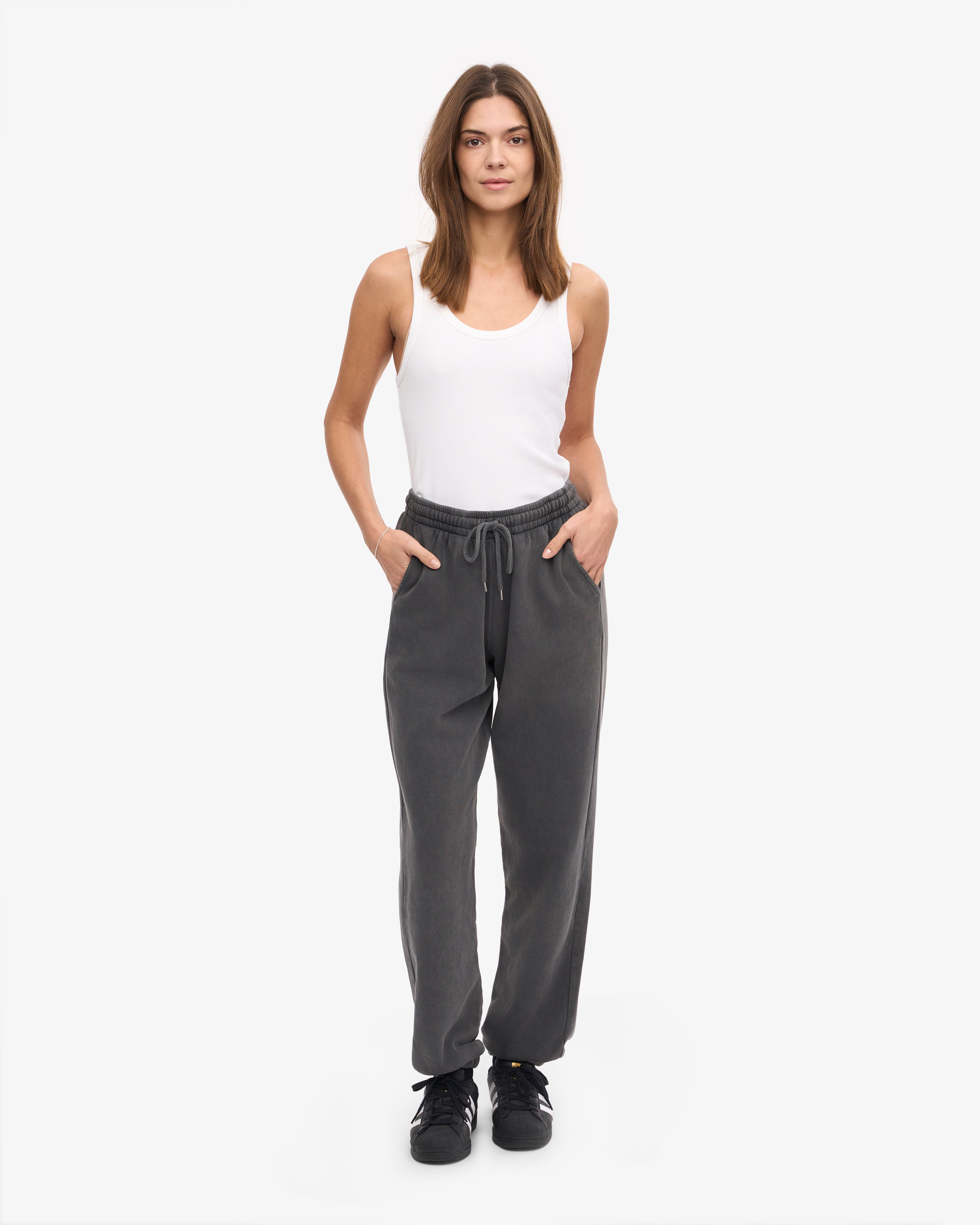 Organic Cotton Sweatpants for Men & Women - Faded Black | Comfortable Lounge Pants for Yoga, Running & Home Relaxation