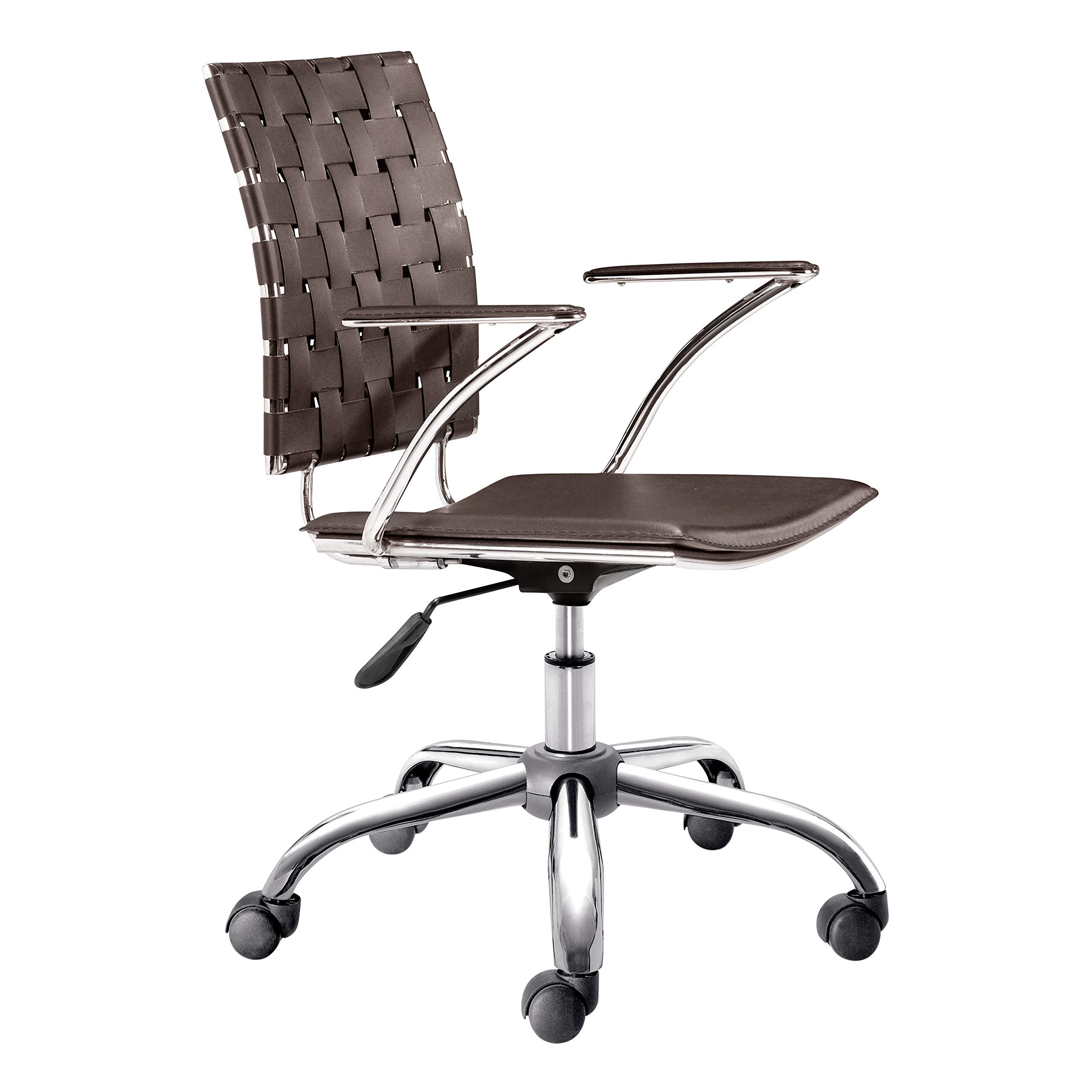 Zuo Modern Office Chair with Criss Cross Design - Espresso Brown Ergonomic Desk Chair for Home & Office Workspace - Perfect for Long Hours Sitting & Productivity