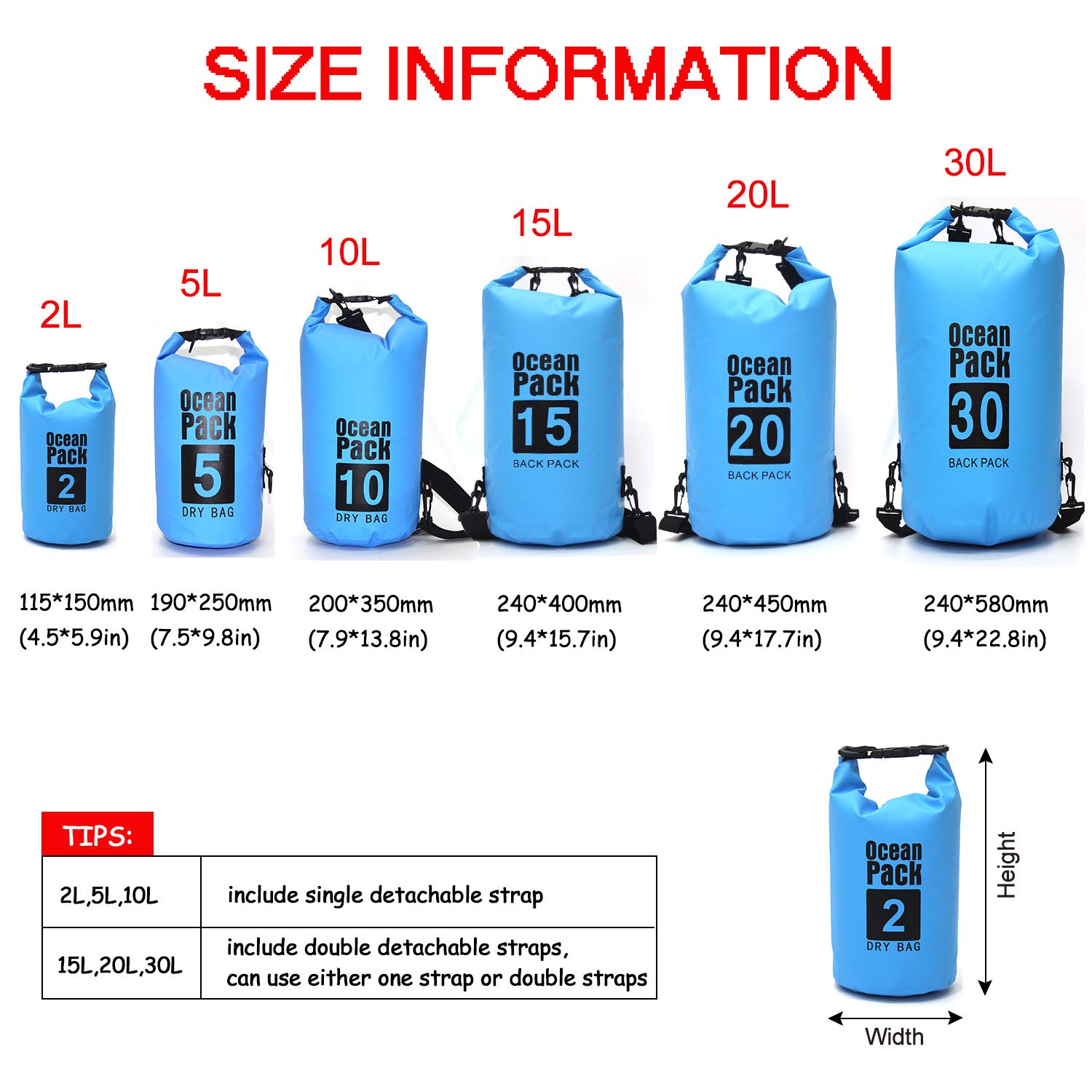 Waterproof Dry Bag with Phone Case - 2L/5L/10L/15L/20L/30L Floating Lightweight Dry Sack for Kayaking, Rafting, Boating, Swimming, Camping, Hiking, Beach & Fishing | Keep Gear Dry in Water Sports & Outdoor Adventures