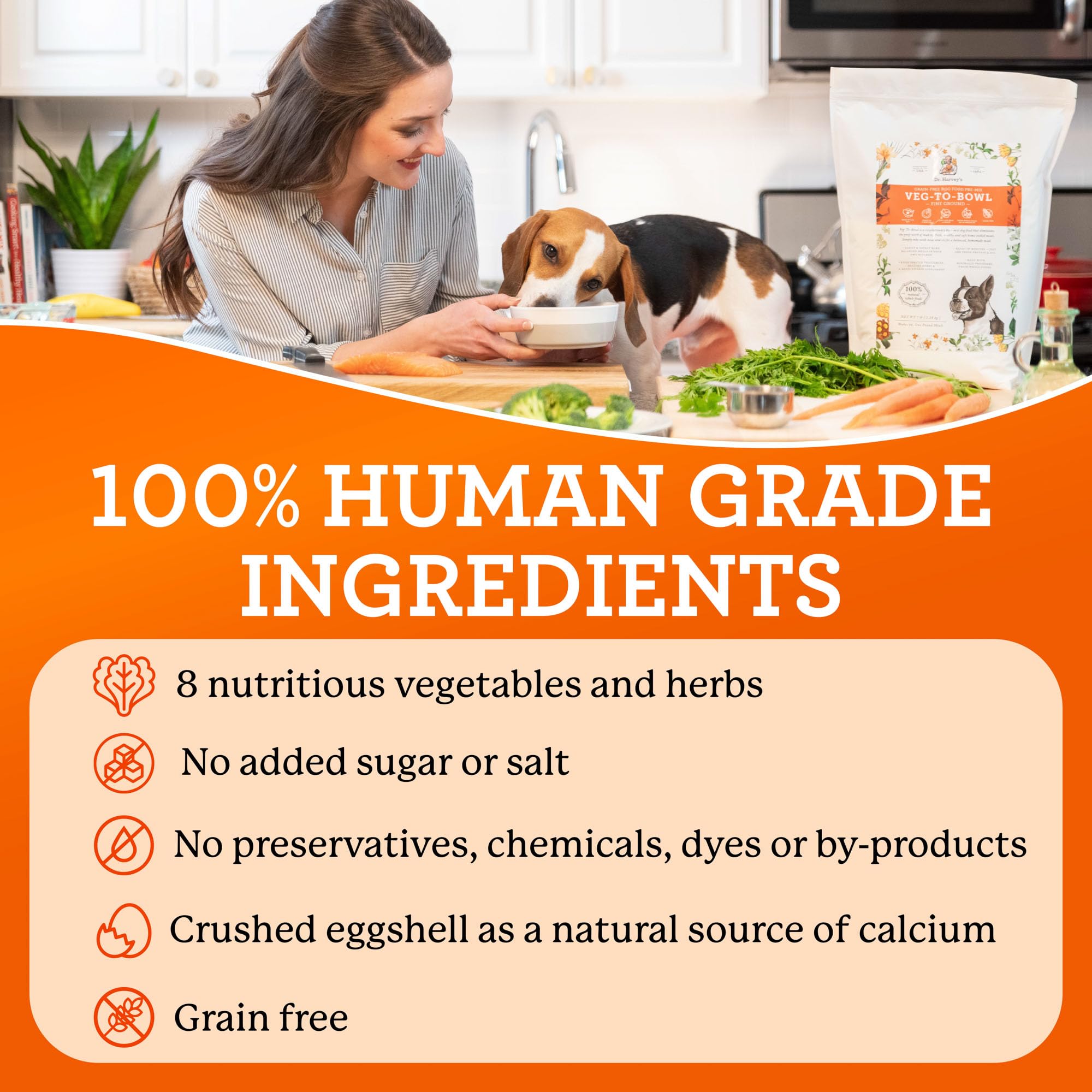 Dr. Harvey's Veg-to-Bowl Fine Ground Dog Food - Human Grade Dehydrated Grain Free Holistic Mix for Small & Medium Dogs (3lb) | Healthy Meal Topper for Picky Eaters & Digestive Support